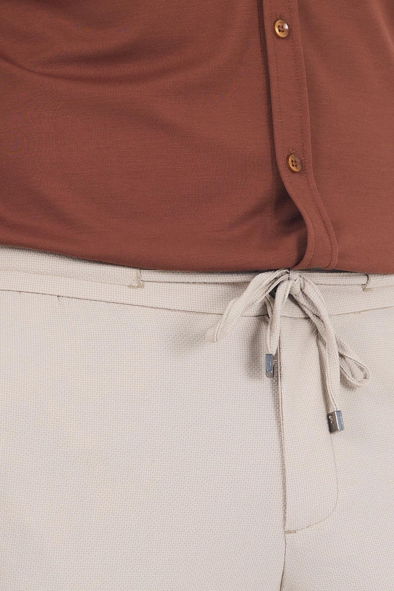 Beige Slim-Fit Jogger Pants