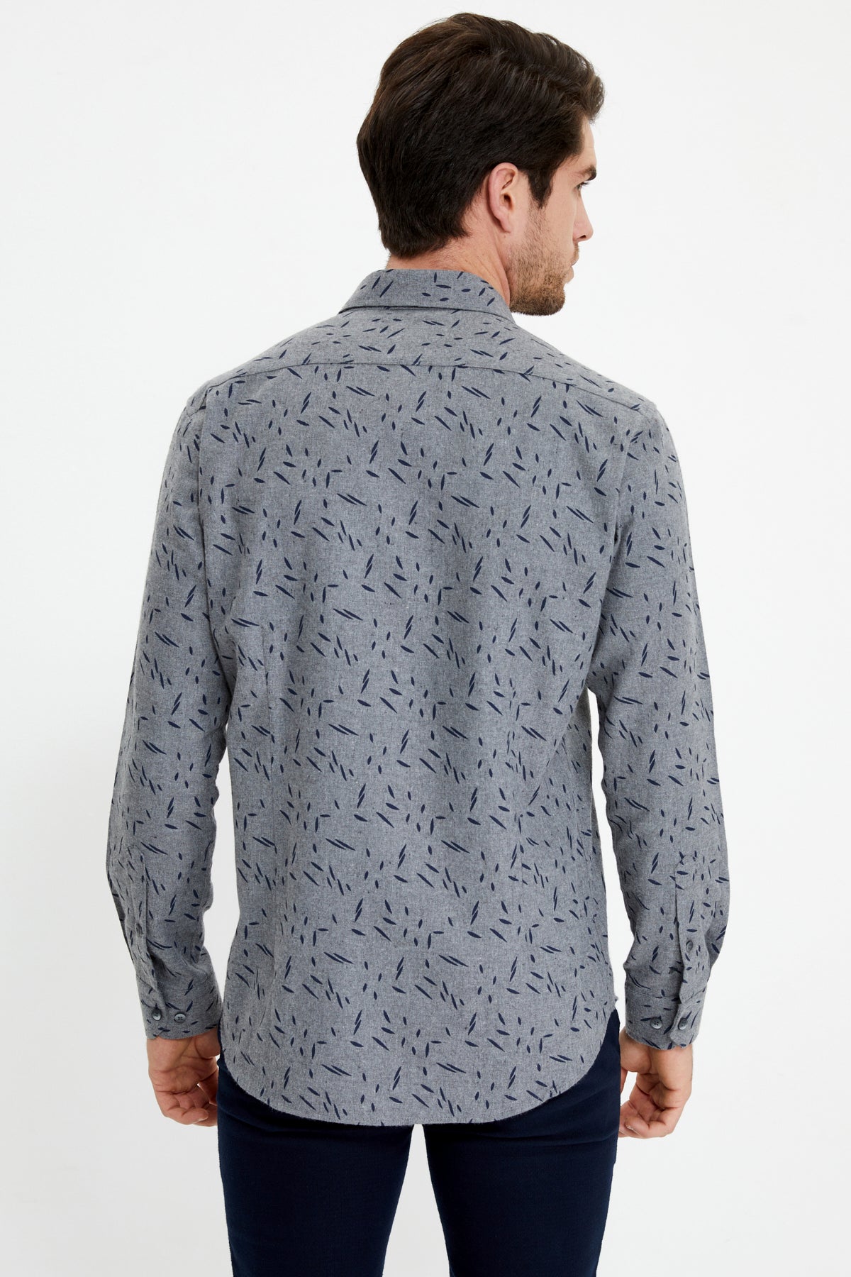 Slim-Fit Patterned Shirt - Grey