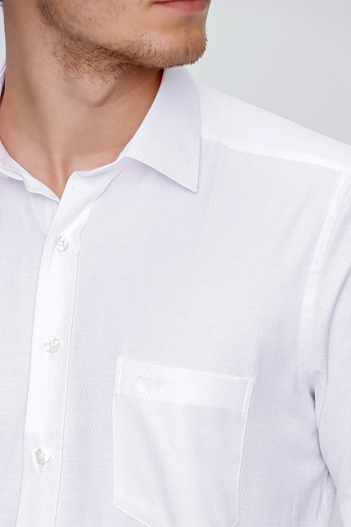 Comfort-Fit Short Sleeve Textured Shirt - White