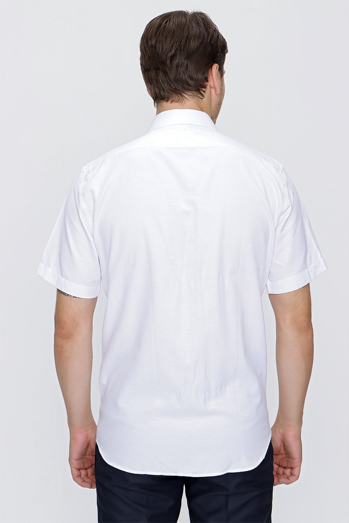 Comfort-Fit Short Sleeve Textured Shirt - White