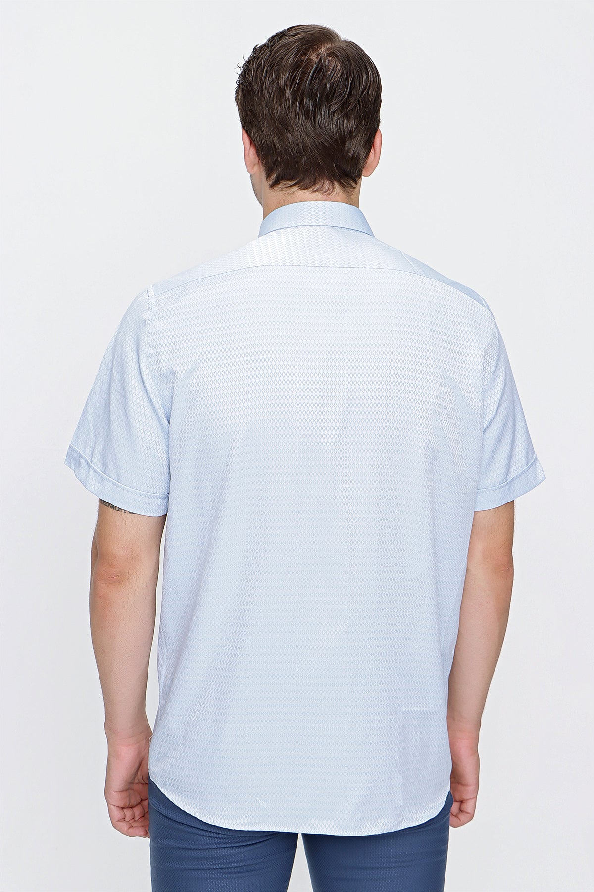 Comfort-Fit Short Sleeve Textured Shirt - Blue