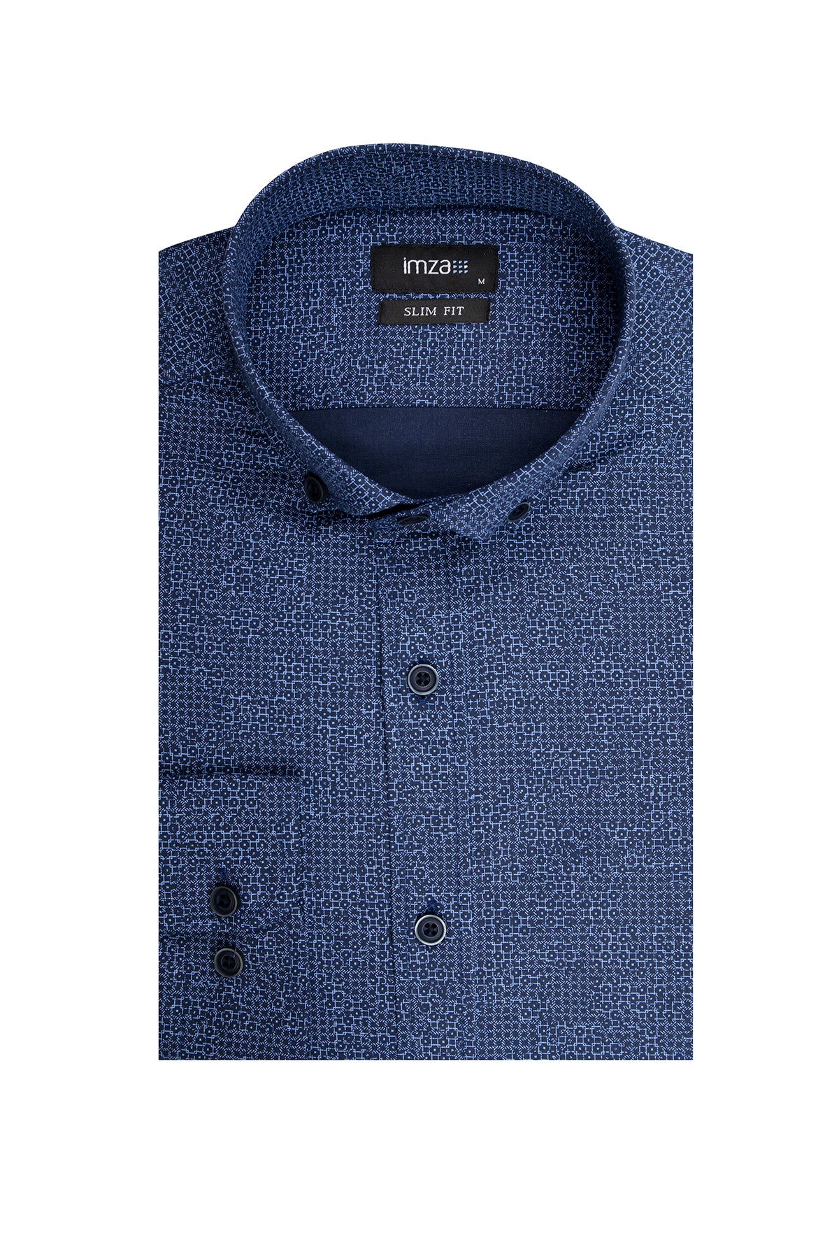 Slim-Fit Patterned Oxford Shirt - Navy