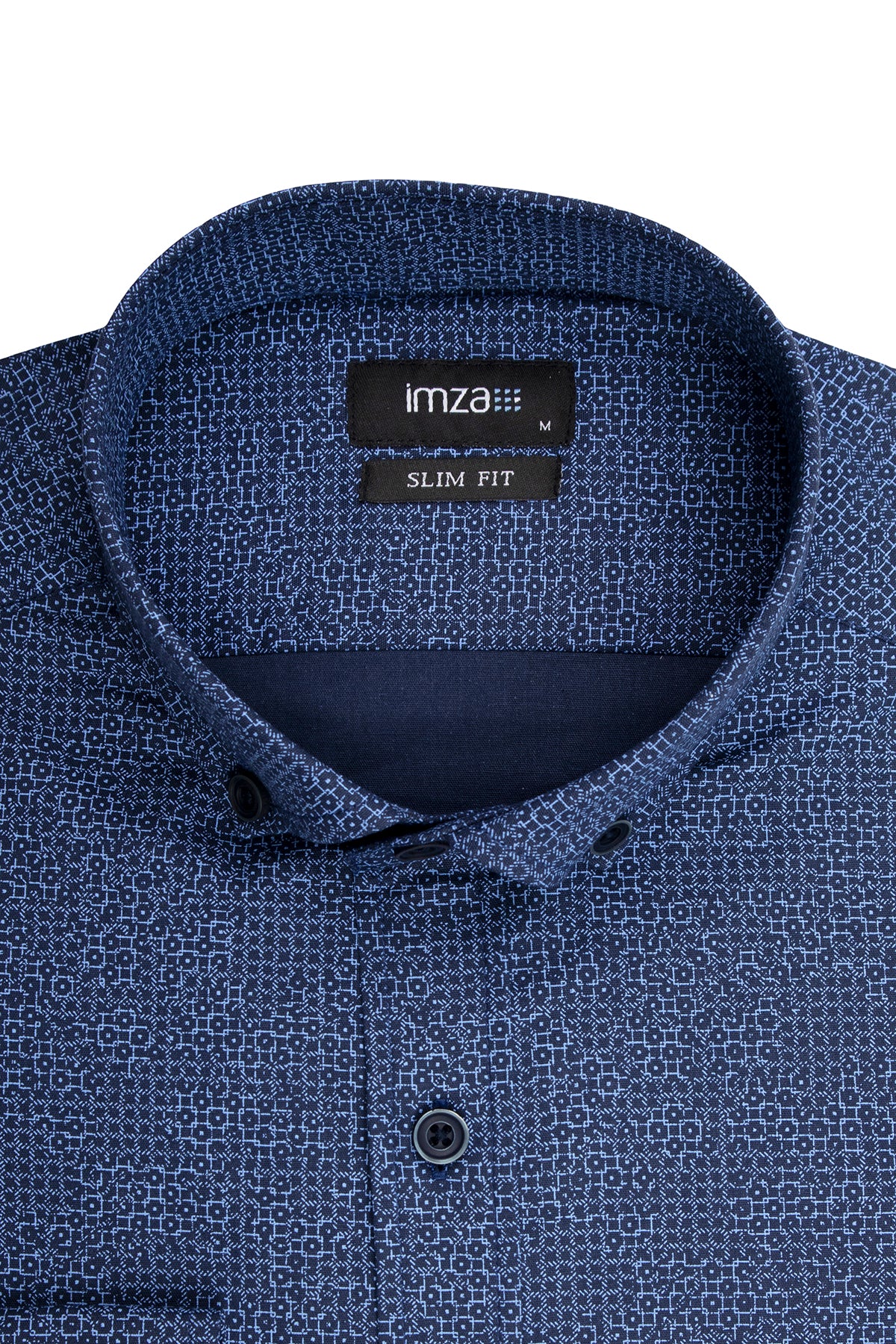 Slim-Fit Patterned Oxford Shirt - Navy