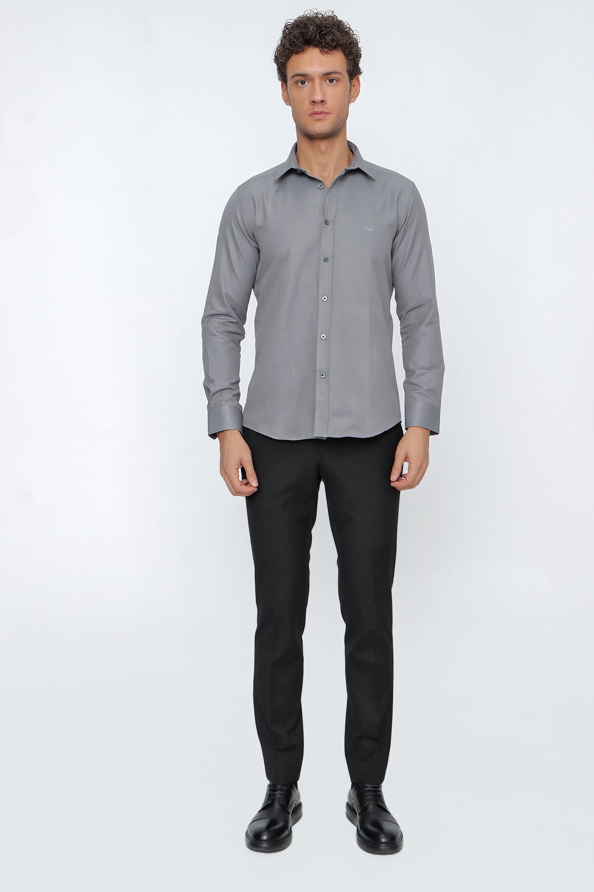 Slim-Fit Basic Shirt - Grey