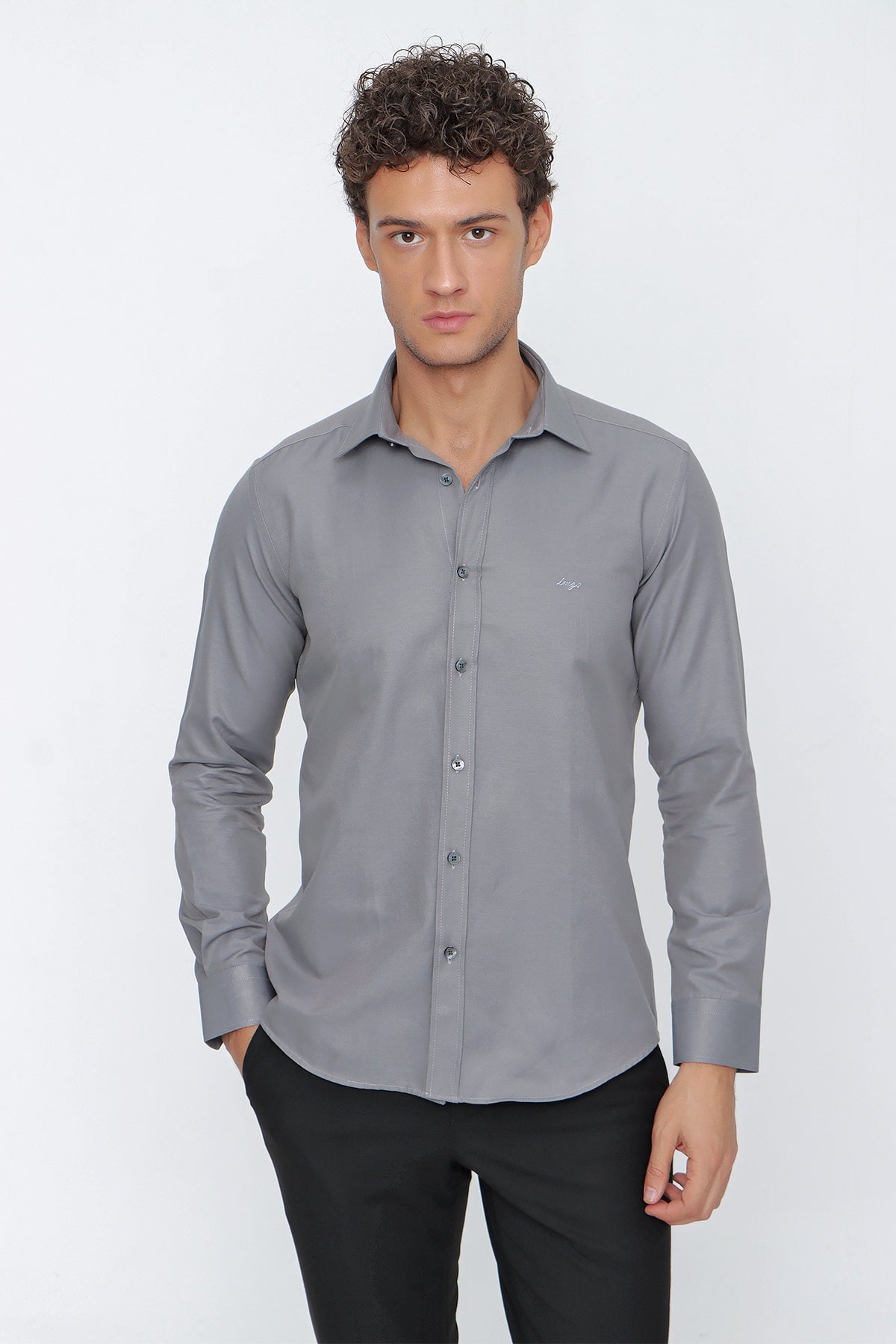 Slim-Fit Basic Shirt - Grey