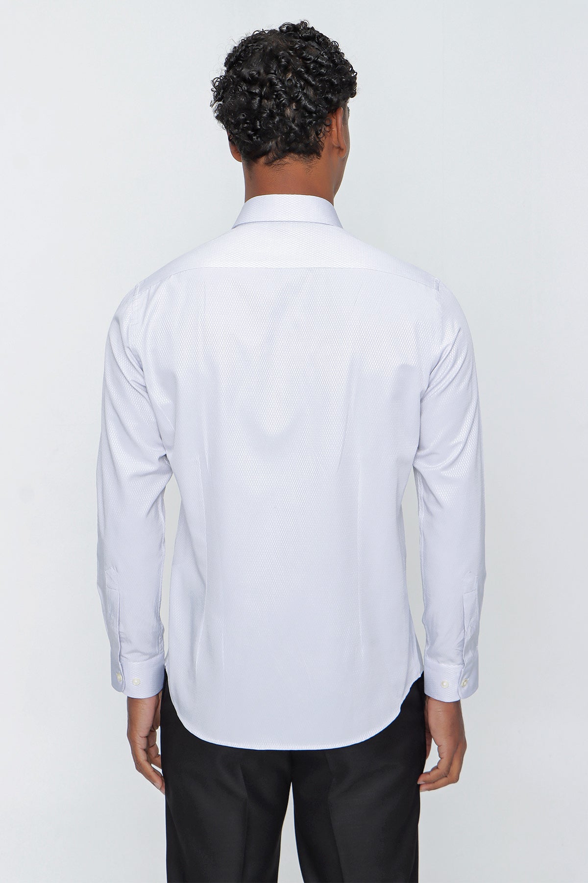 Slim-Fit Textured Classic Shirt - Light Grey