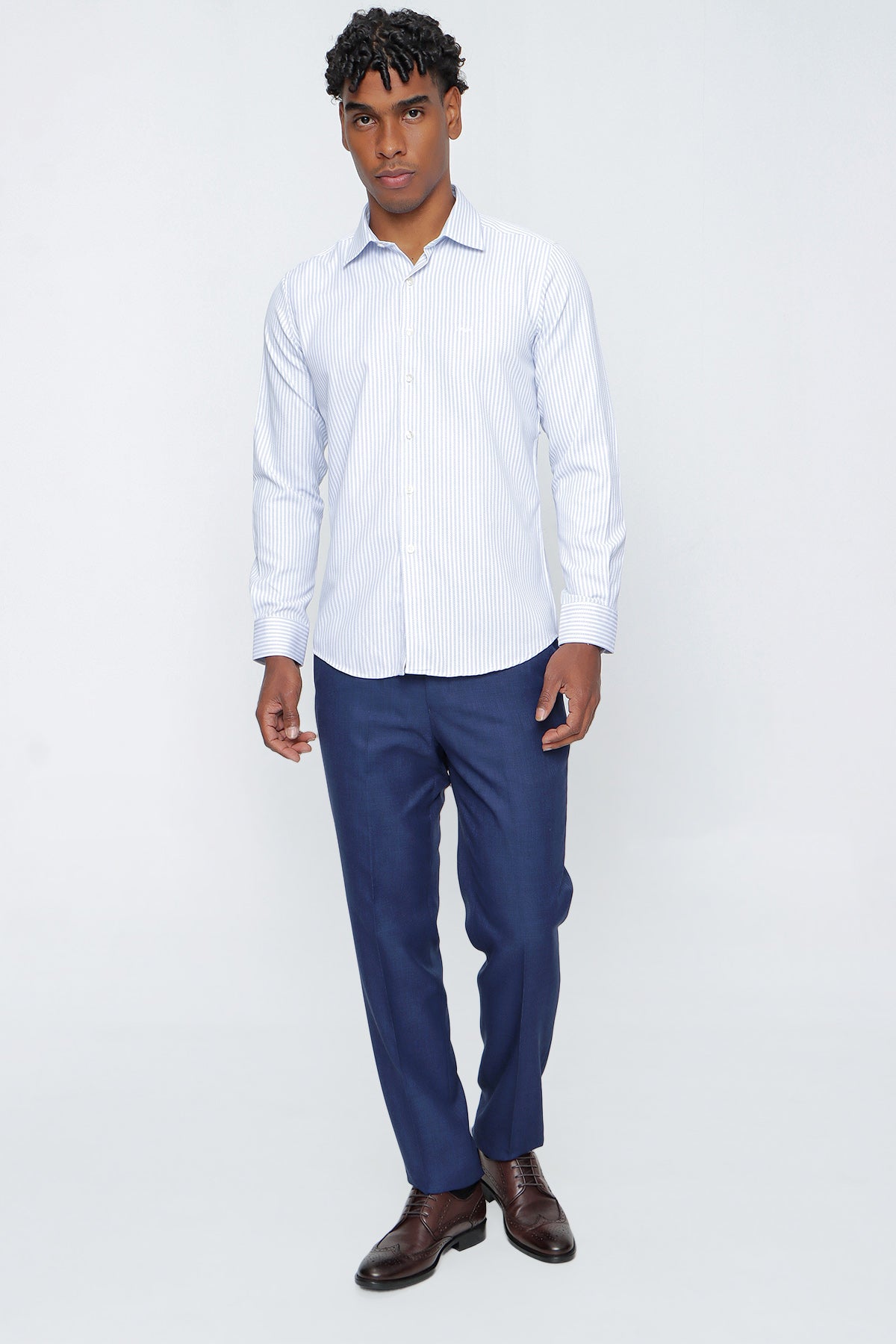 Slim-Fit Striped Shirt - Light Blue