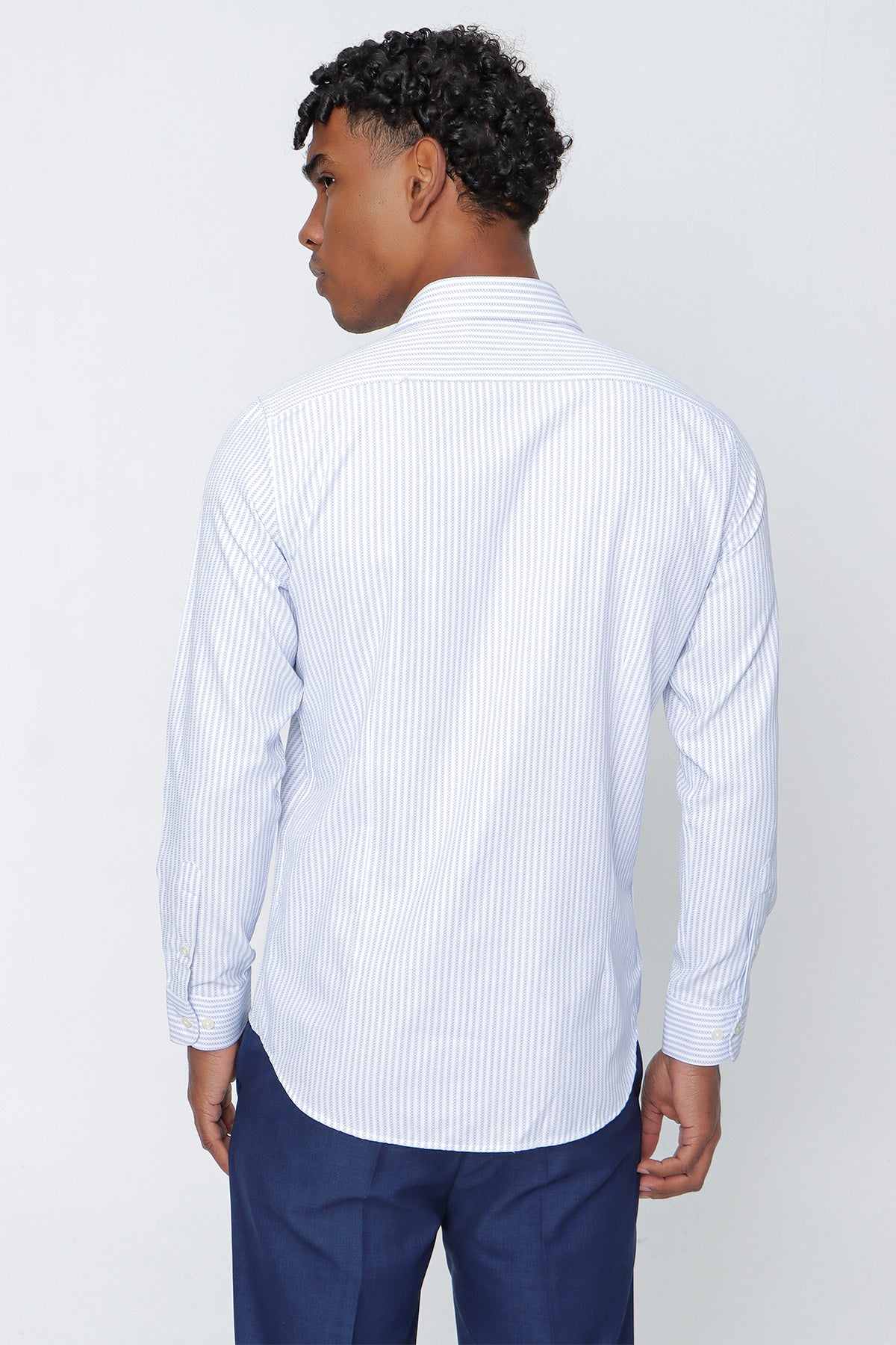 Slim-Fit Striped Shirt - Light Blue