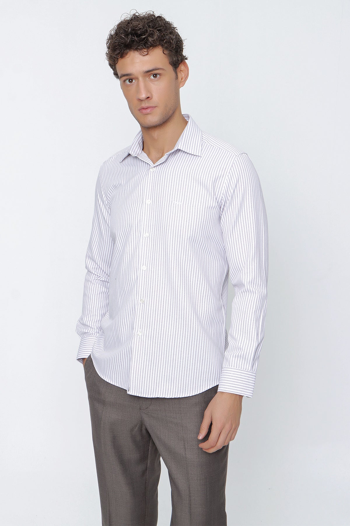 Slim-Fit Striped Shirt - Lavender