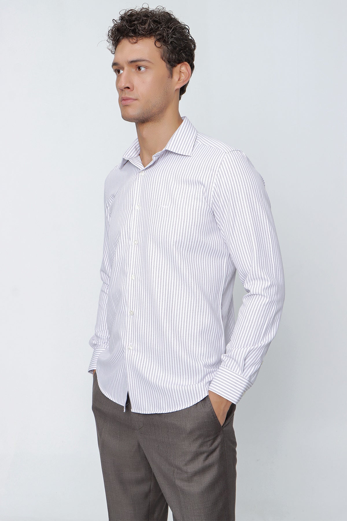 Slim-Fit Striped Shirt - Lavender