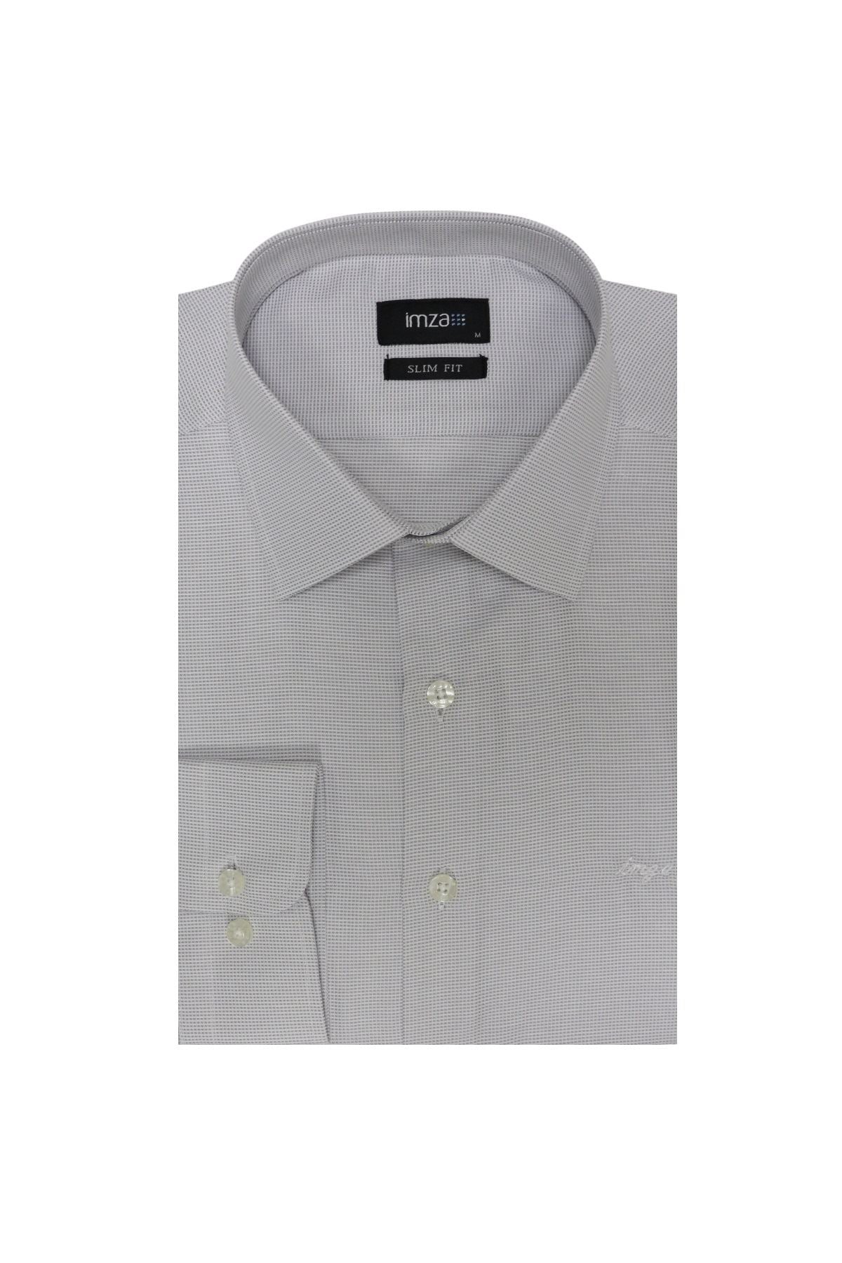 Slim-Fit Textured Classic Shirt - Grey