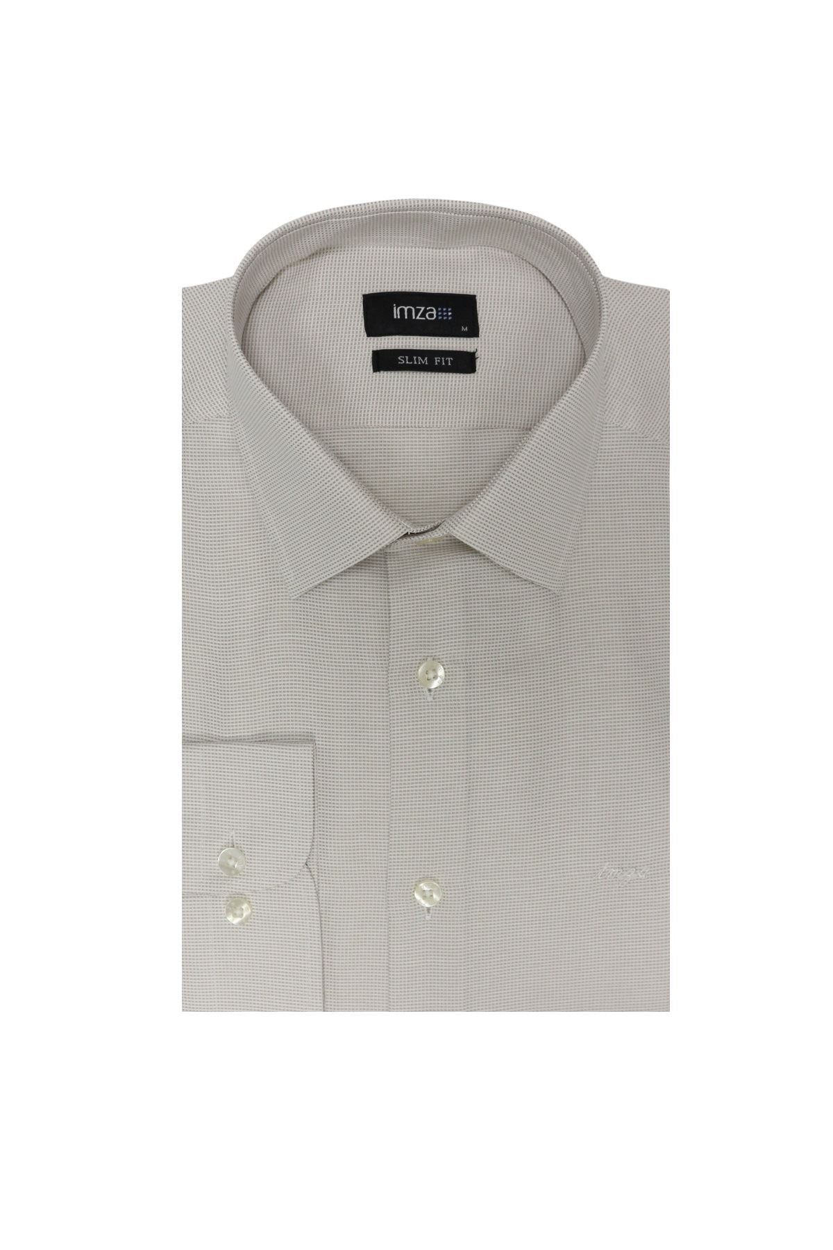 Slim-Fit Textured Classic Shirt - Beige