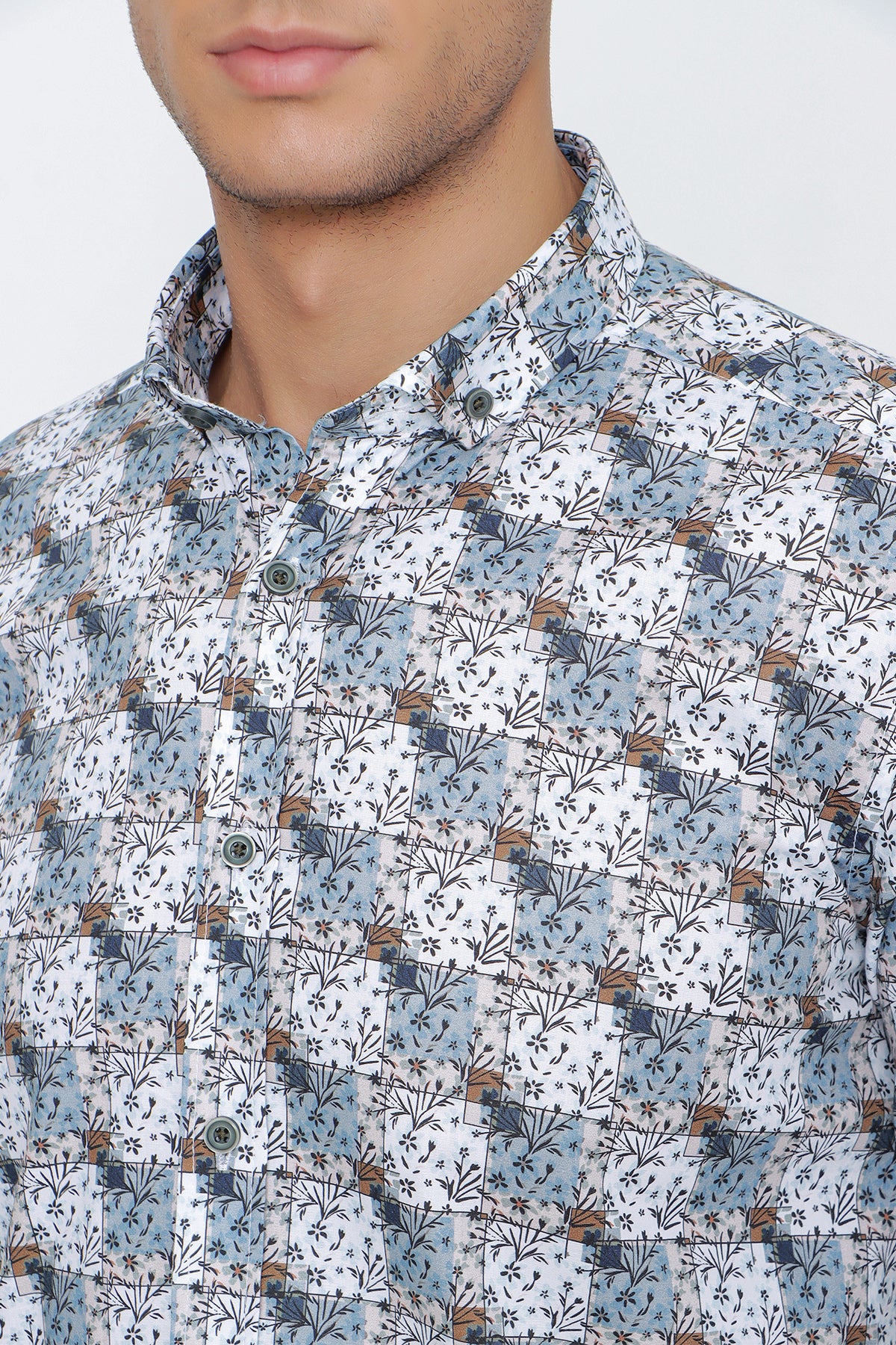 Slim-Fit Patterned Oxford Shirt - Begie