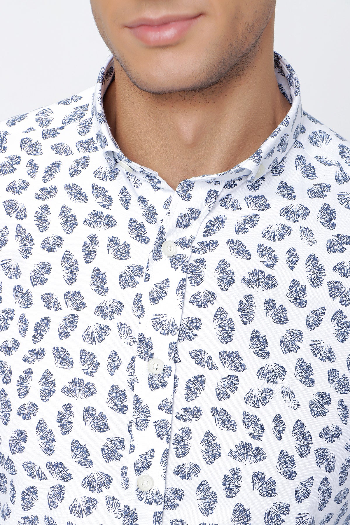 Slim-Fit Patterned Oxford Shirt - Navy