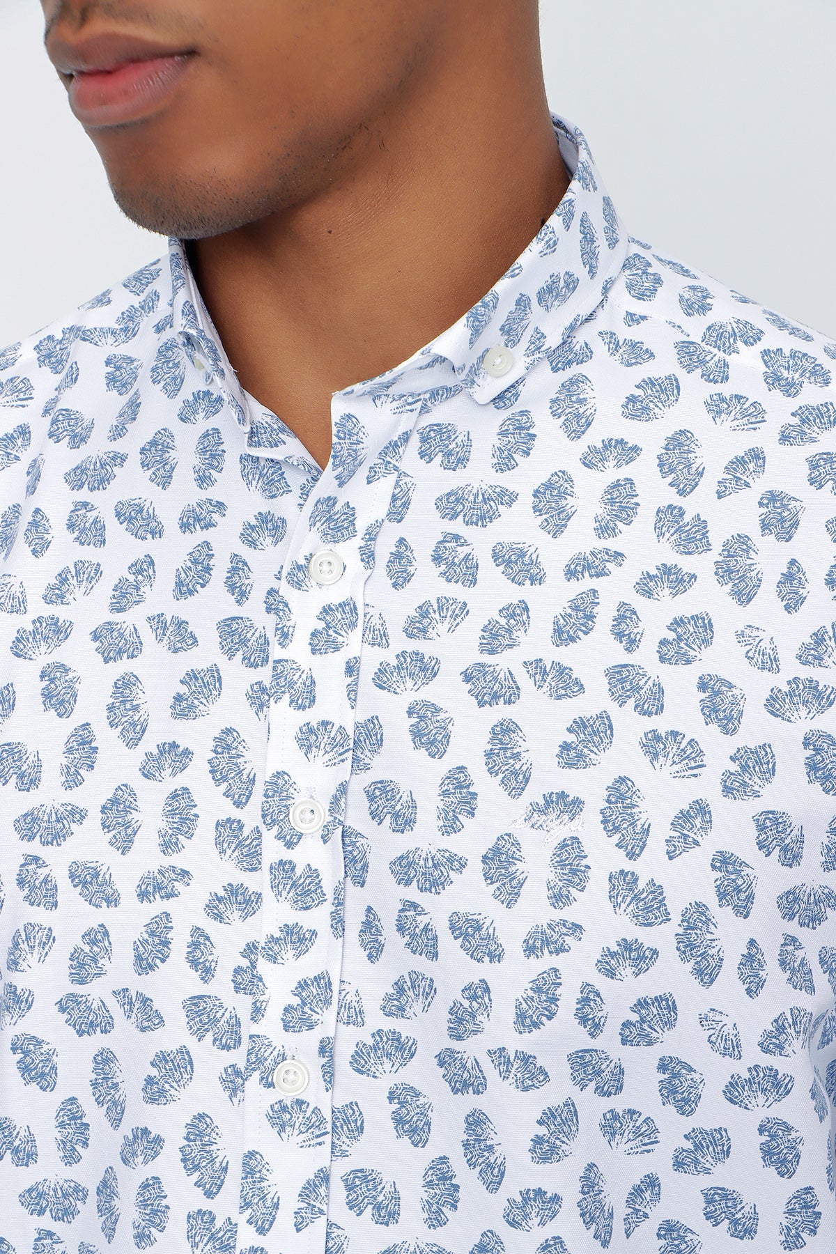 Slim-Fit Patterned Oxford Shirt - Blue