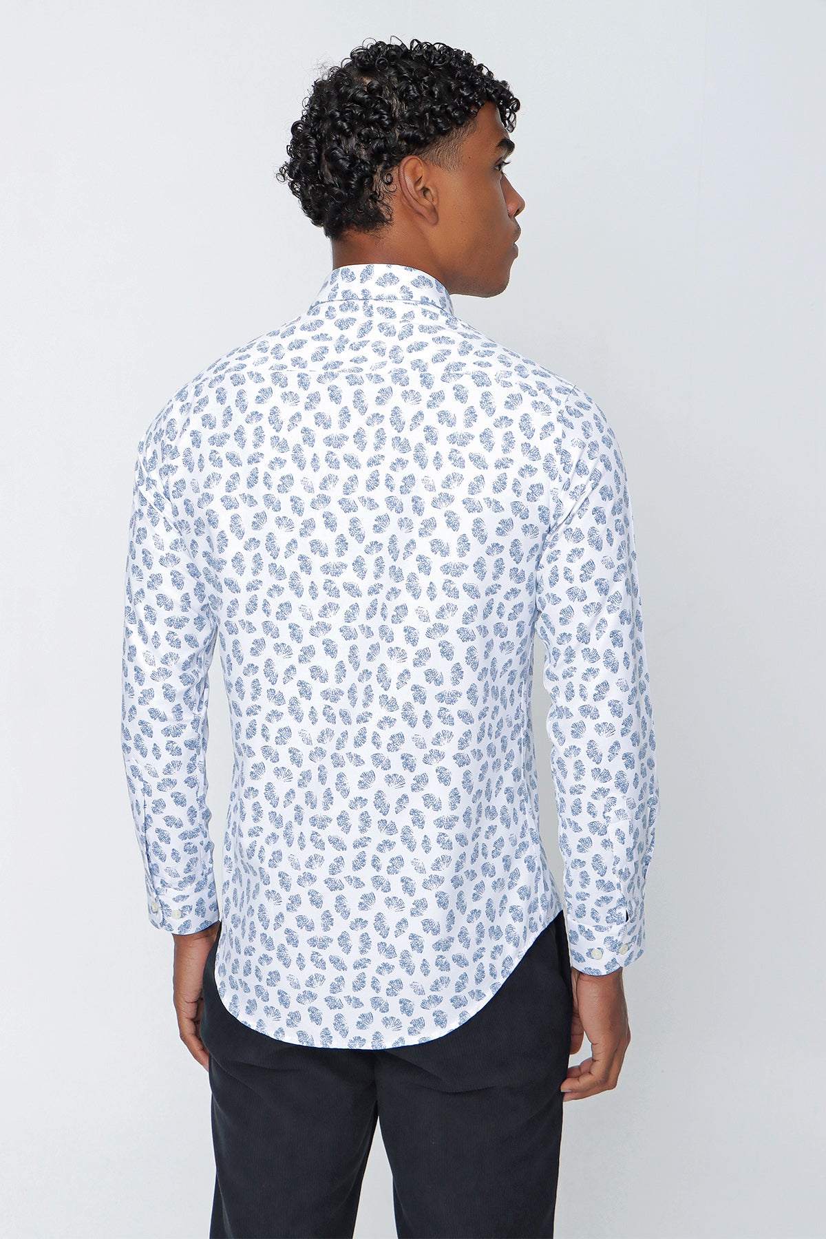 Slim-Fit Patterned Oxford Shirt - Blue