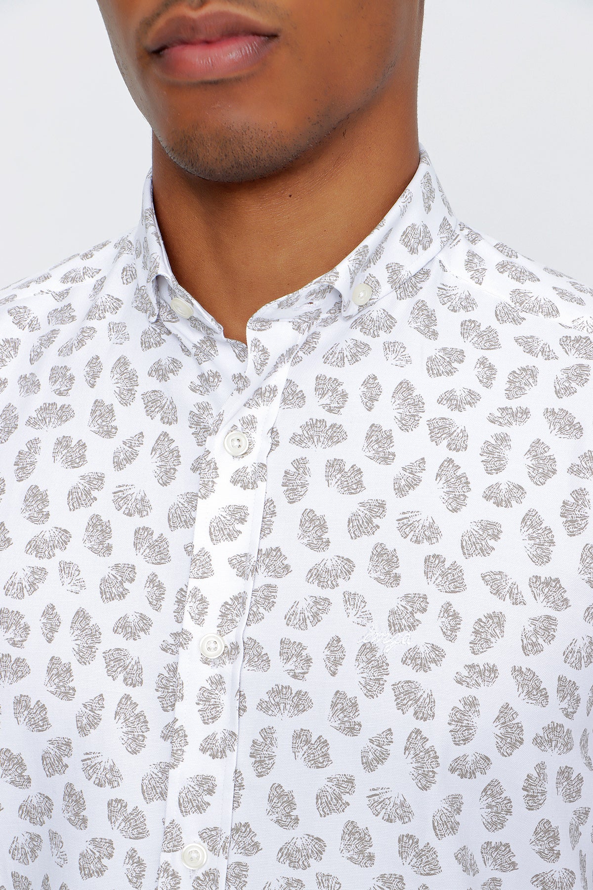 Slim-Fit Patterned Oxford Shirt - Grey