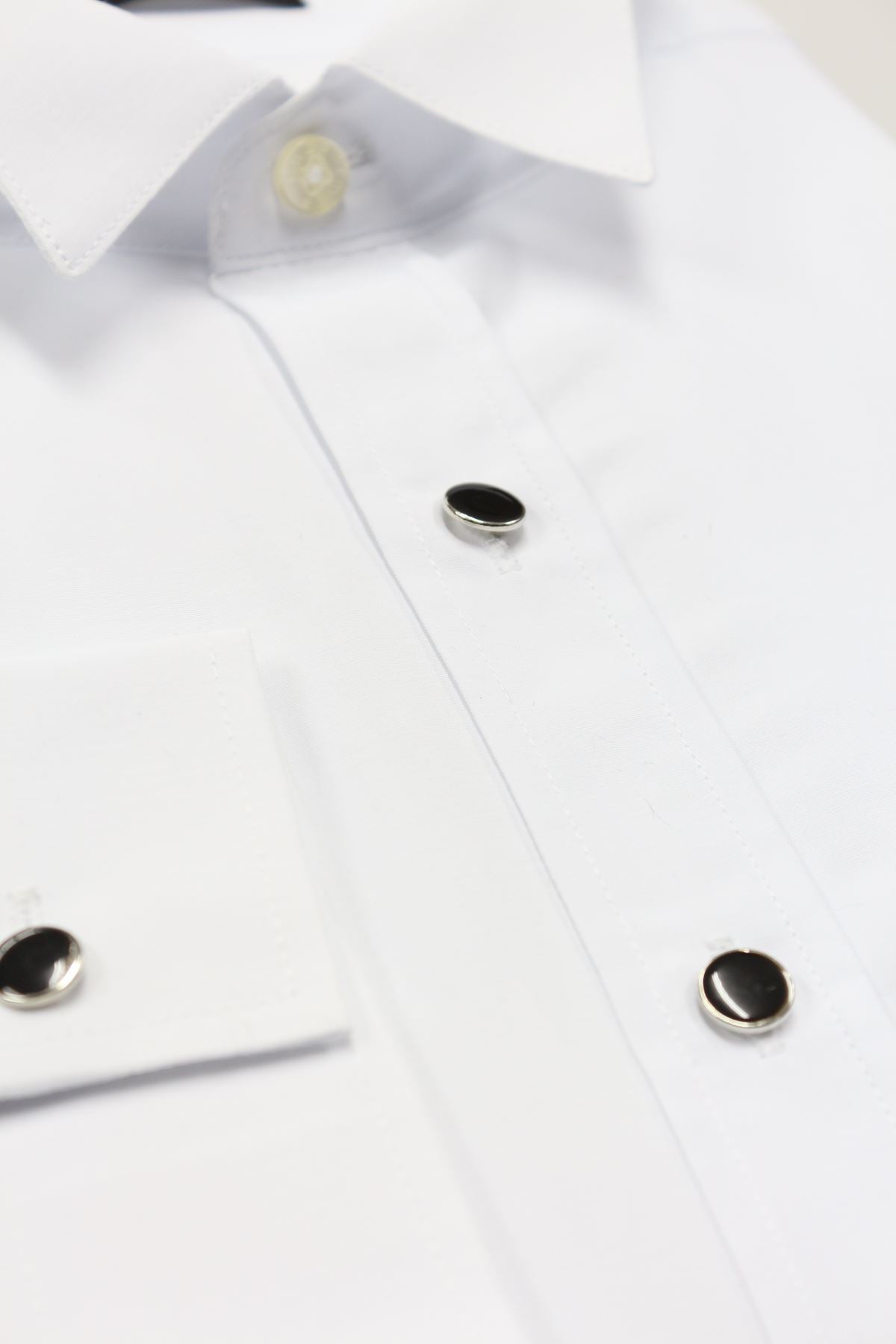 Slim-Fit Black Buttons Tuxedo Shirt Slim-Fit Black Buttons Tuxedo Shirt