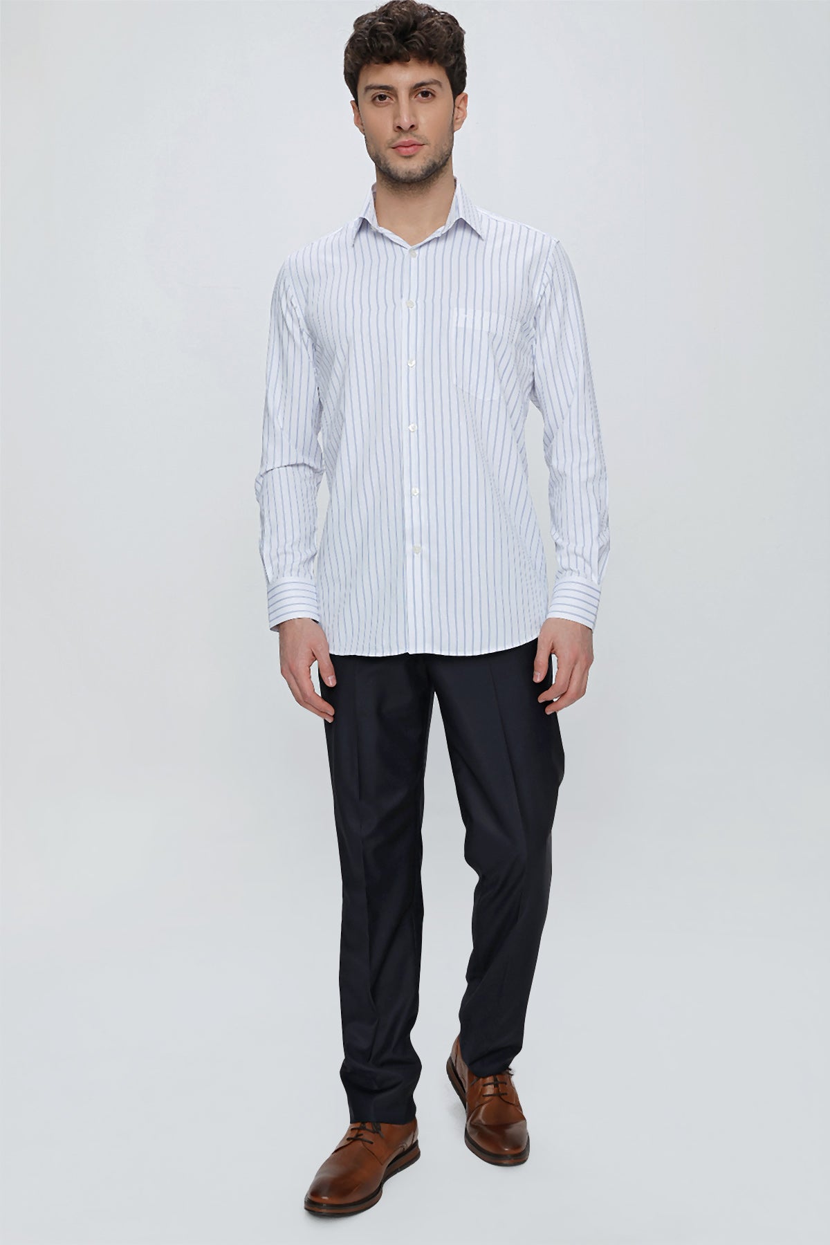 Comfort-Fit Striped Shirt - Blue