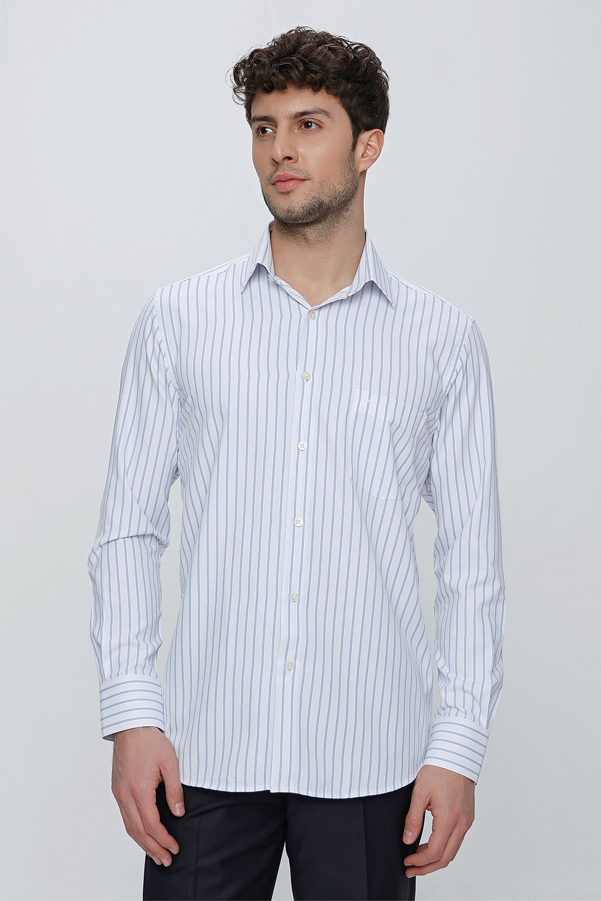 Comfort-Fit Striped Shirt - Blue