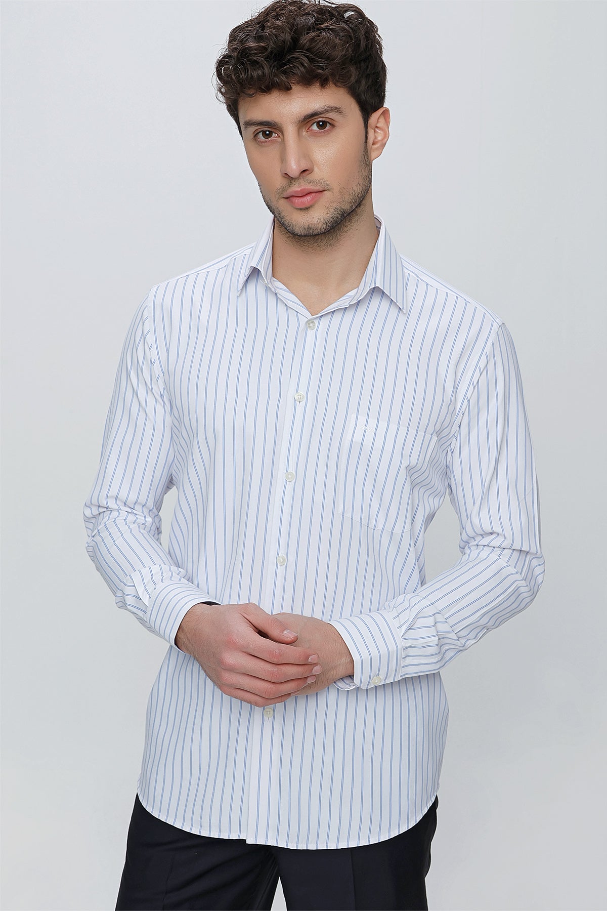 Comfort-Fit Striped Shirt - Blue