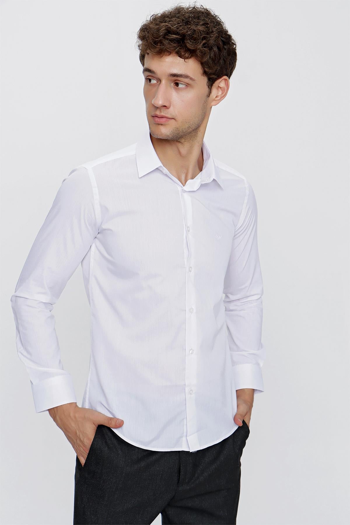 Slim-Fit Basic Shirt - White