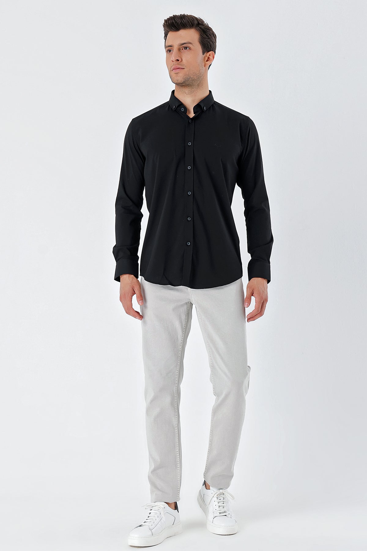 Slim-Fit Oxford Shirt - Black