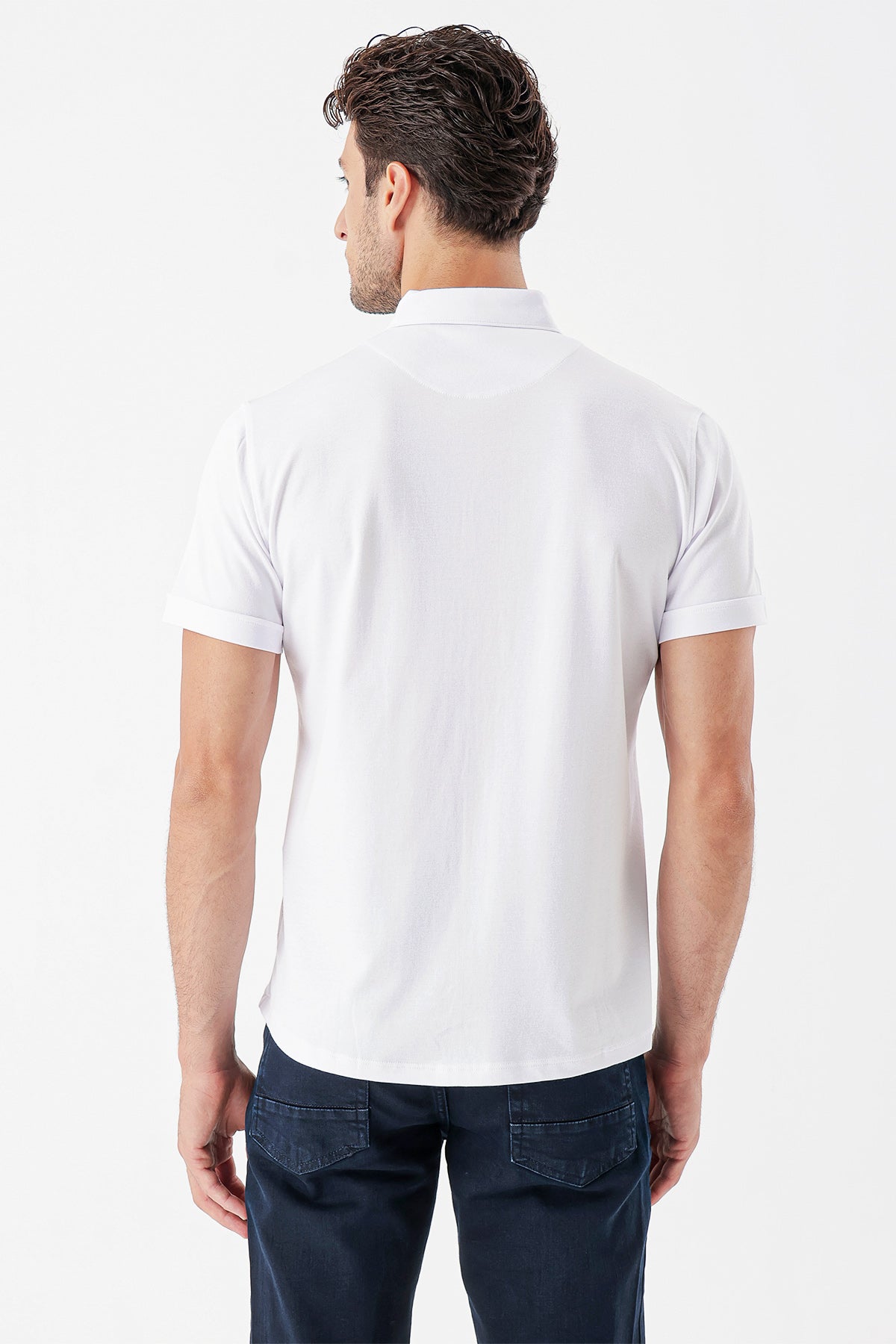 Slim-Fit Short Sleeve Oxford Shirt - White