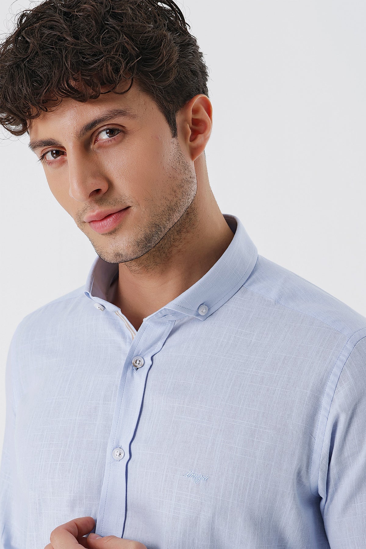 Slim-Fit Oxford Shirt - Light Blue