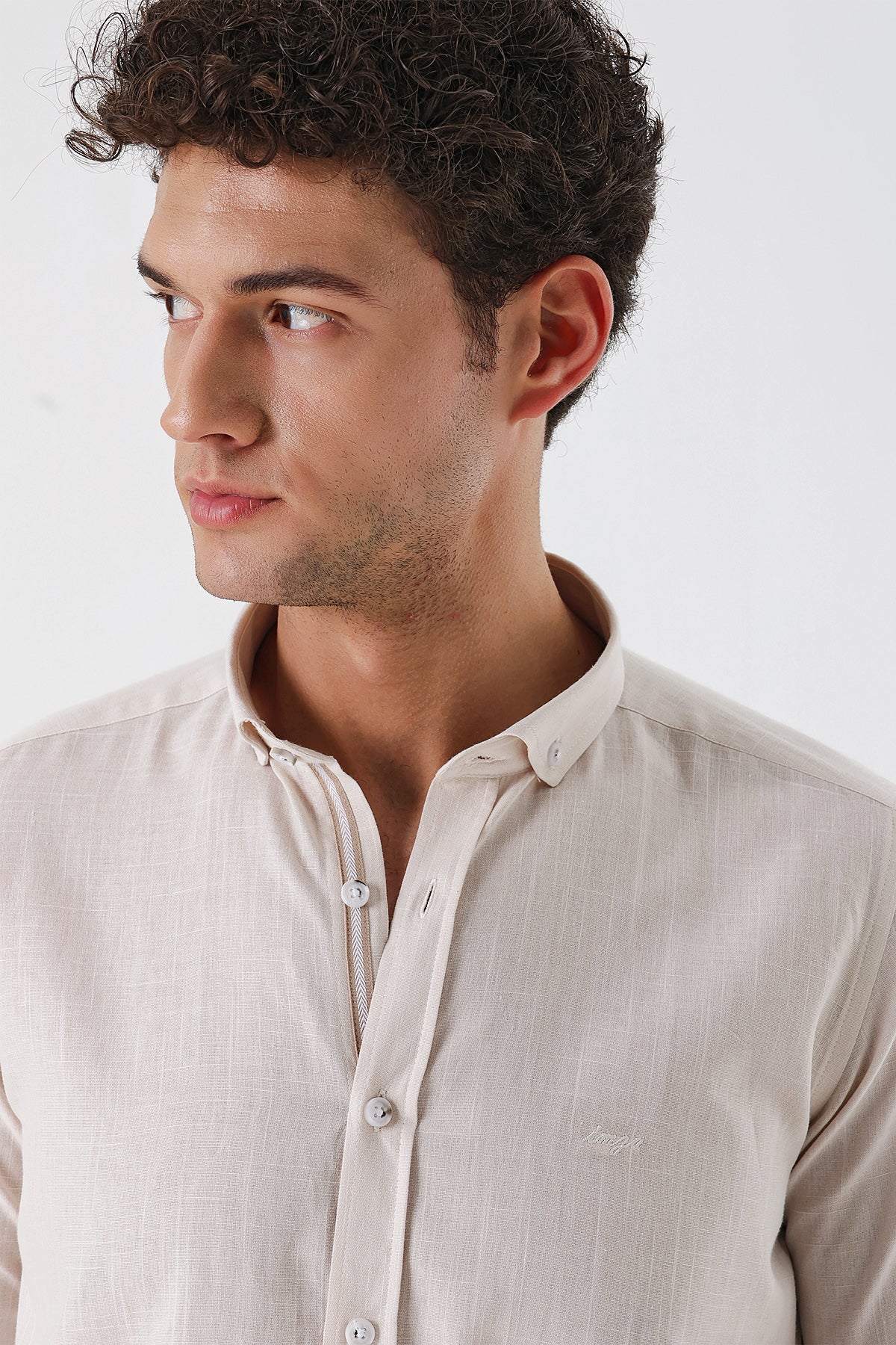 Slim-Fit Oxford Shirt - Beige