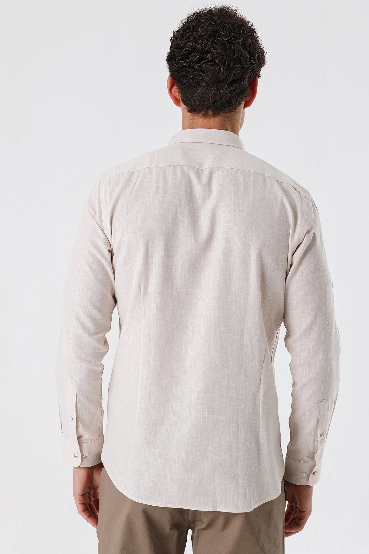 Slim-Fit Oxford Shirt - Beige