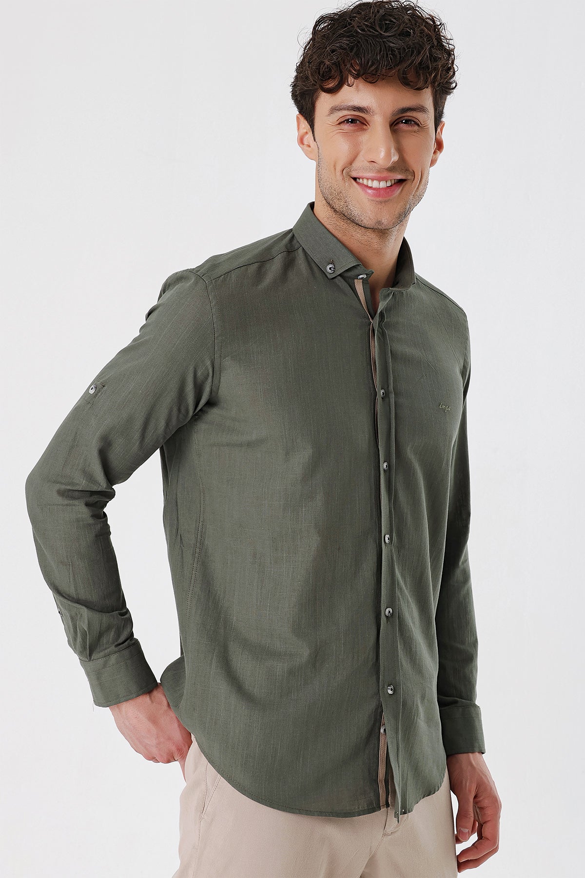 Slim-Fit Oxford Shirt - Khaki