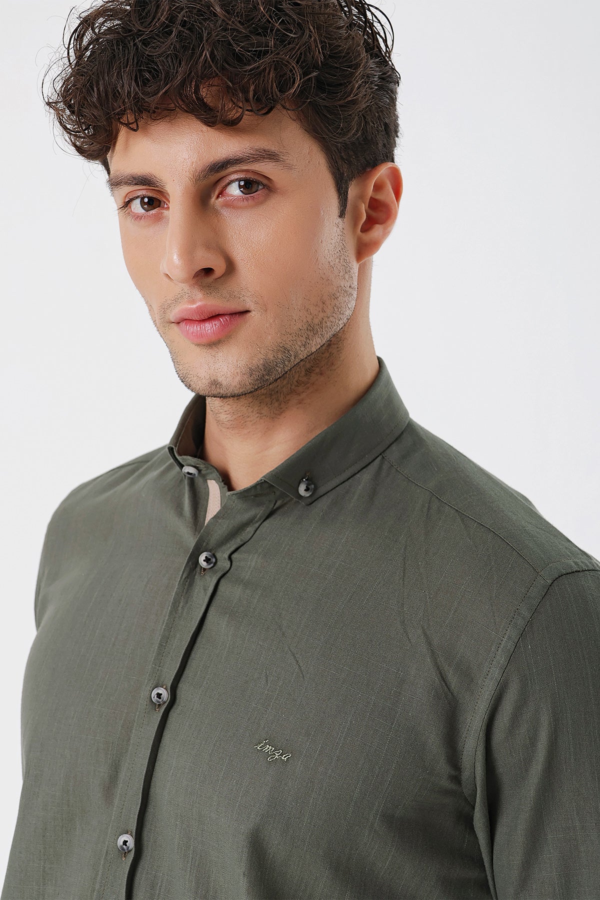 Slim-Fit Oxford Shirt - Khaki