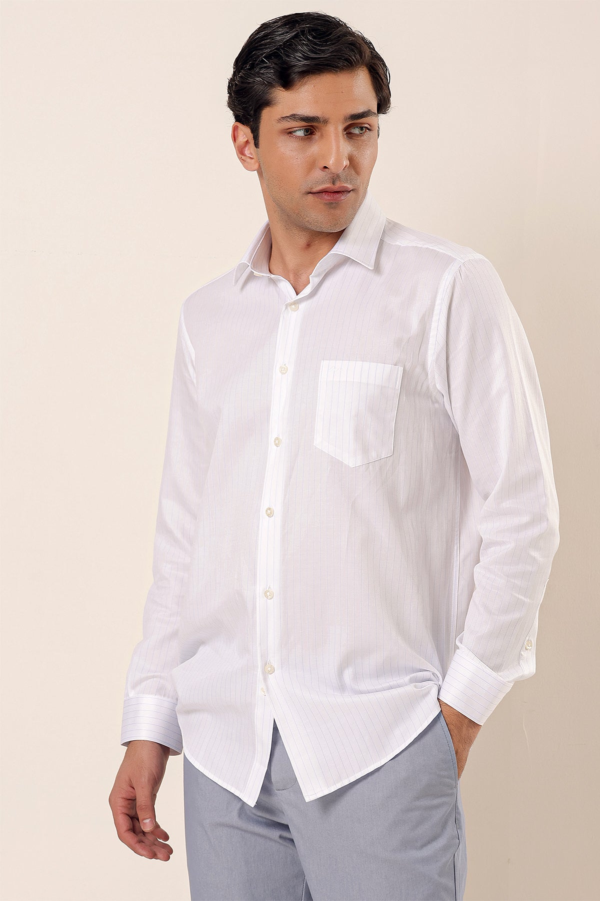 Comfort-Fit Striped Shirt - Blue