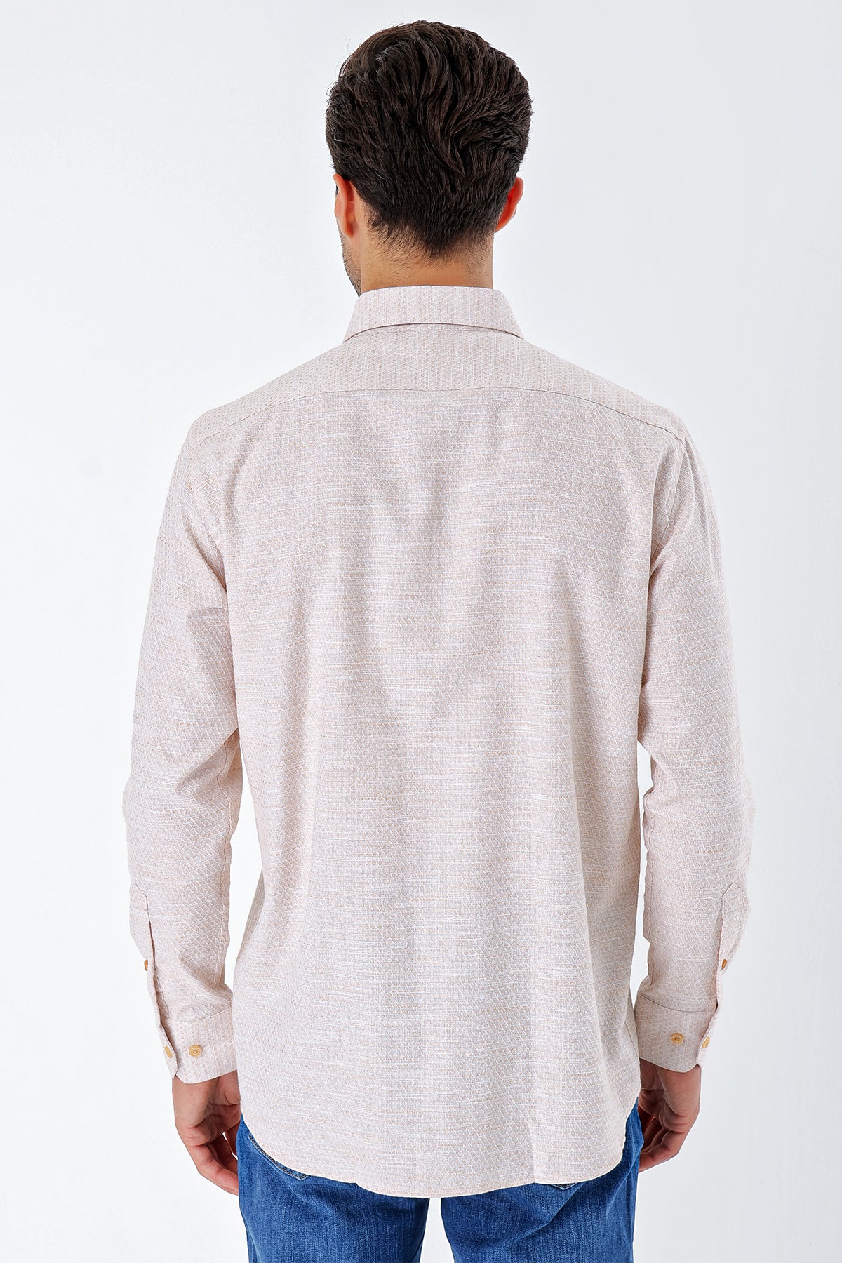 Comfort-Fit Textured Oxford Shirt - Beige