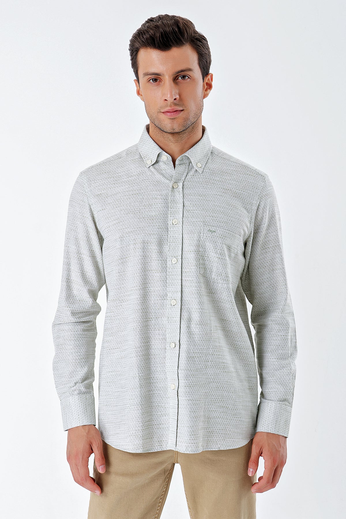 Comfort-Fit Textured Shirt - Mint Green