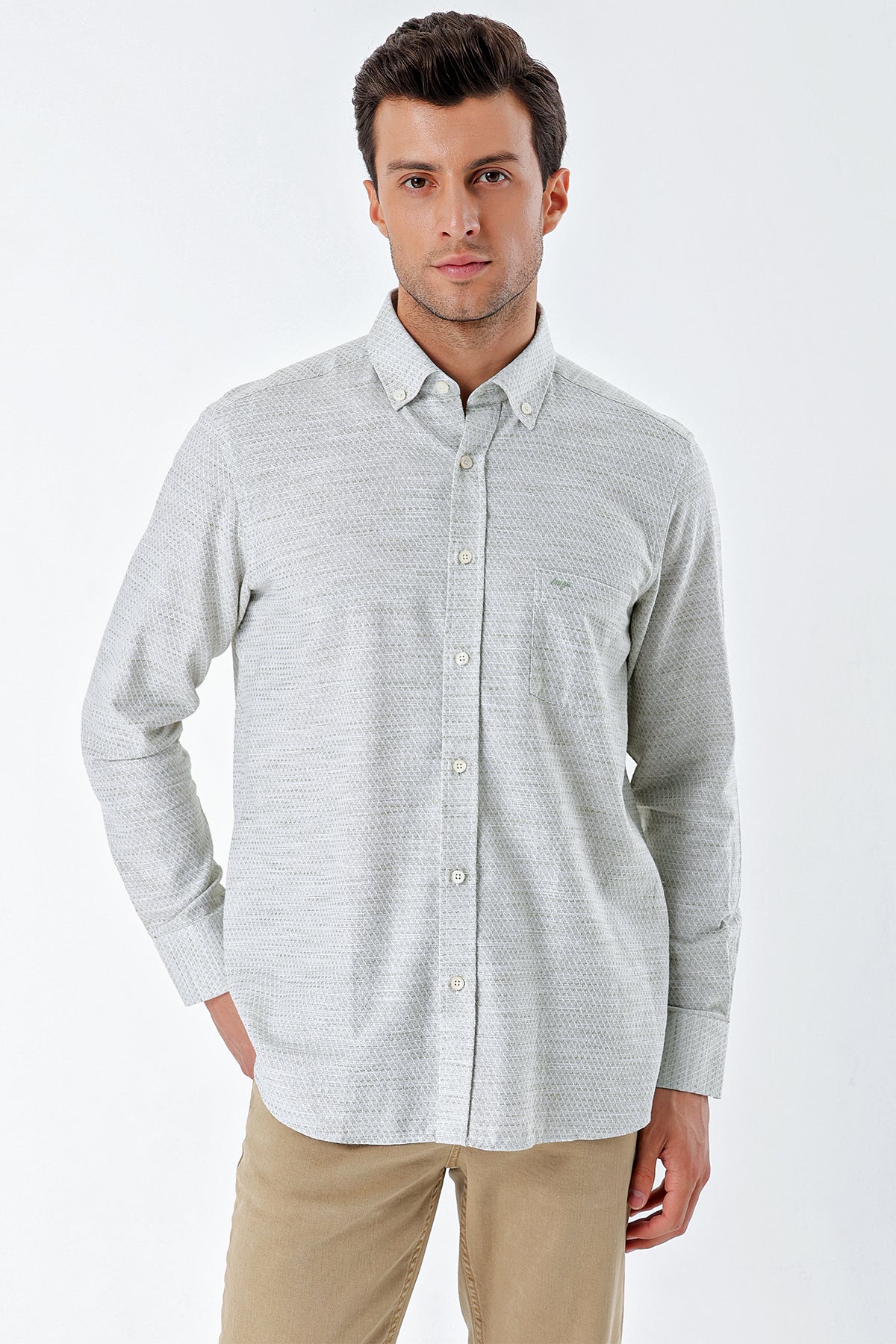 Comfort-Fit Textured Shirt - Mint Green