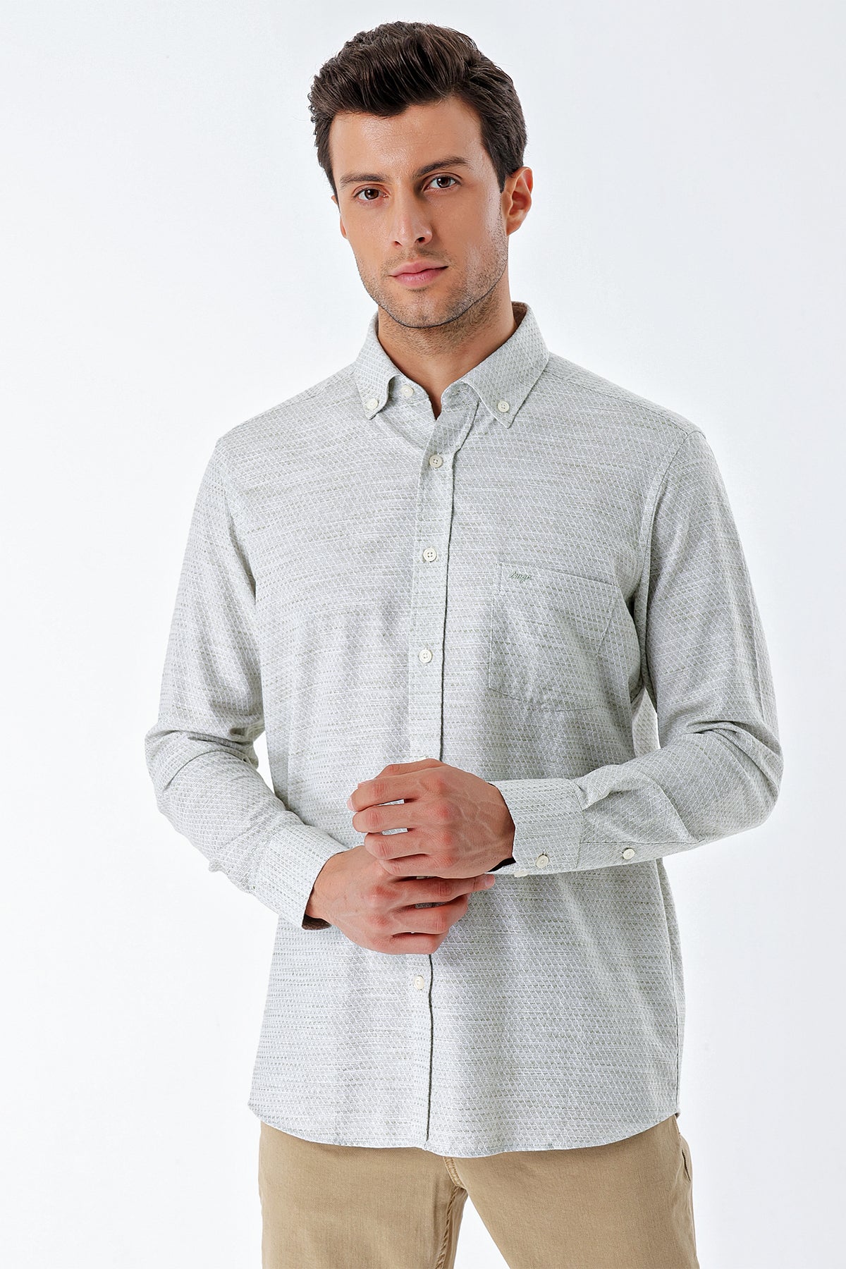 Comfort-Fit Textured Shirt - Mint Green