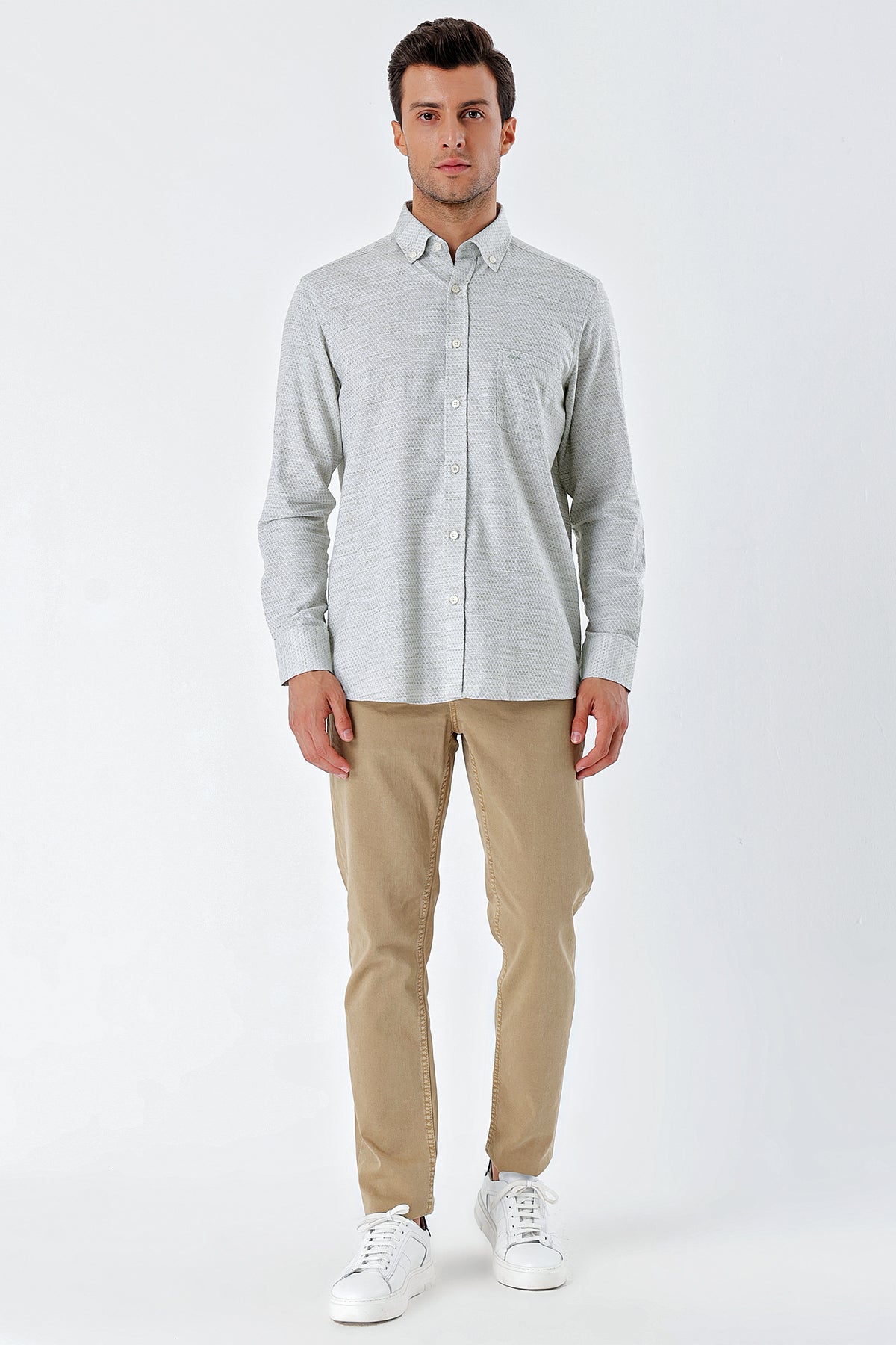 Comfort-Fit Textured Shirt - Mint Green