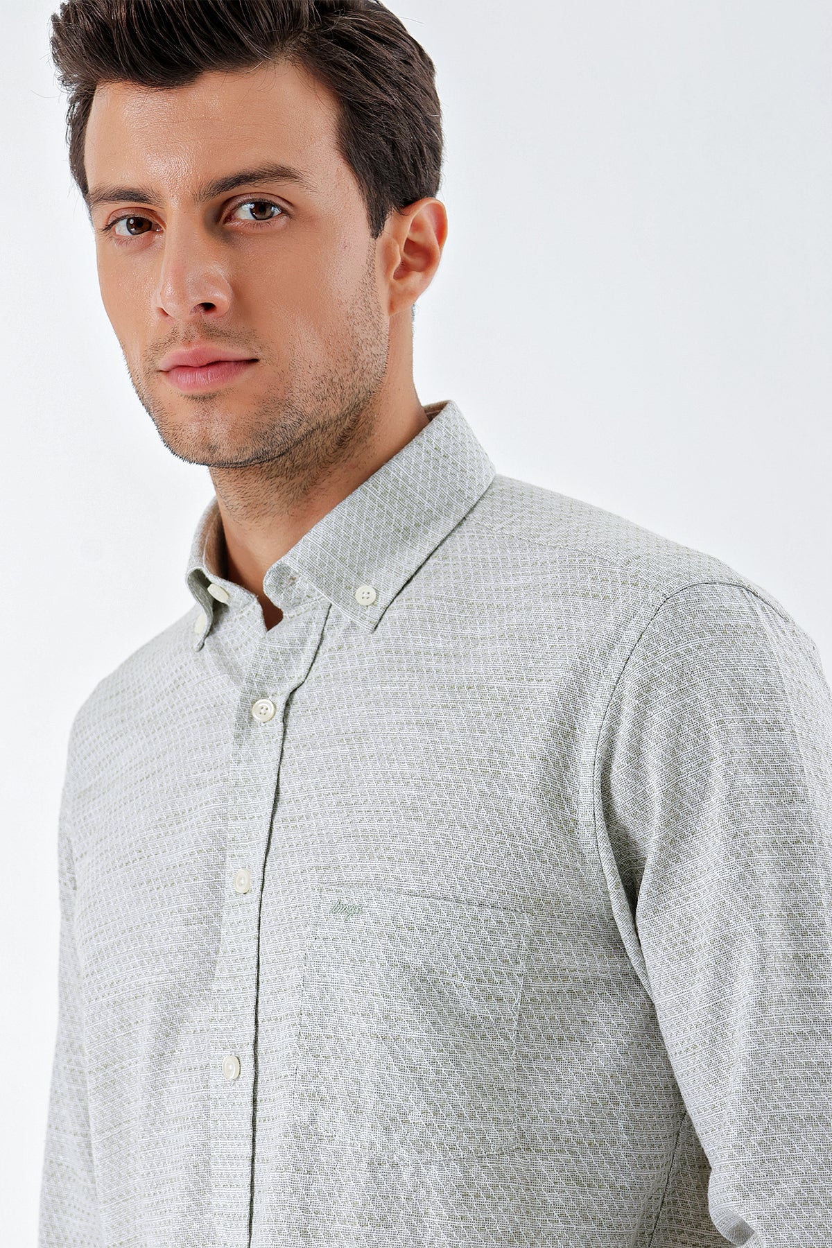 Comfort-Fit Textured Shirt - Mint Green