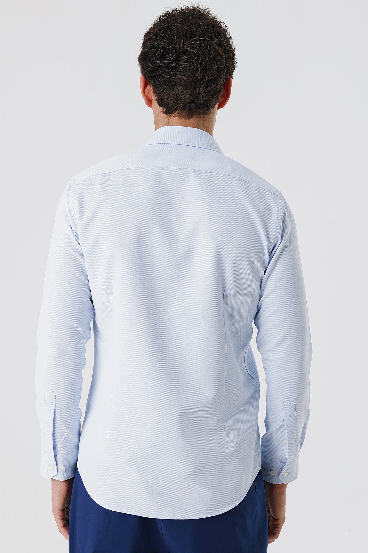 Slim-Fit Textured Classic Shirt - Light Blue