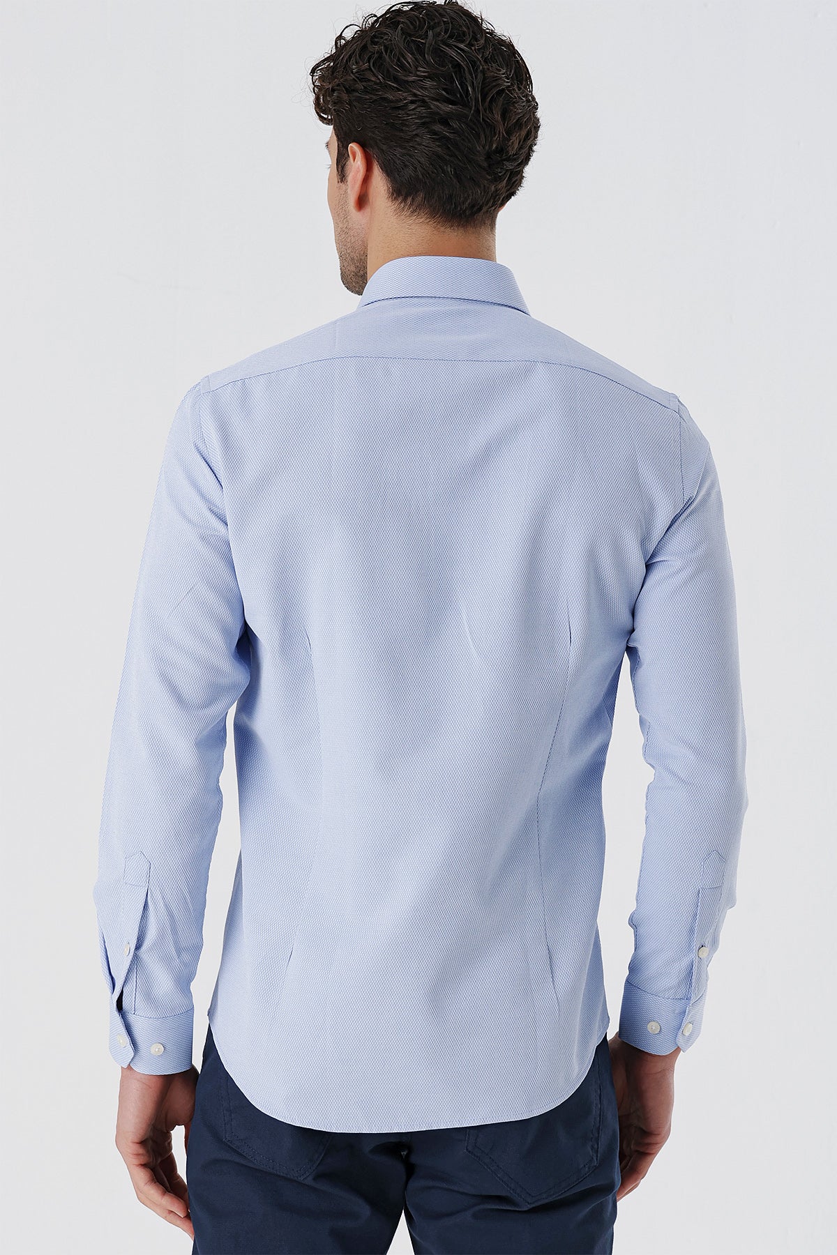 Slim-Fit Textured Classic Shirt - Blue