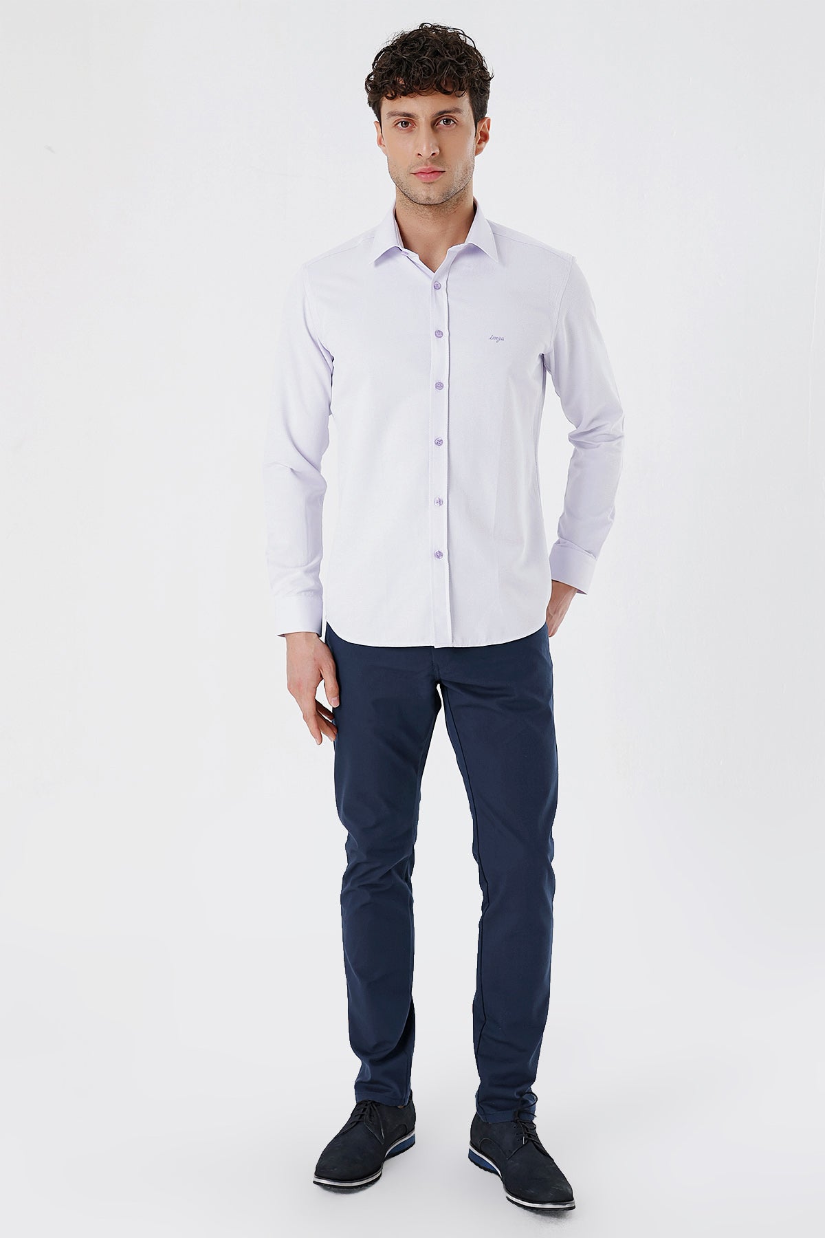 Slim-Fit Textured Classic Shirt - Lavender