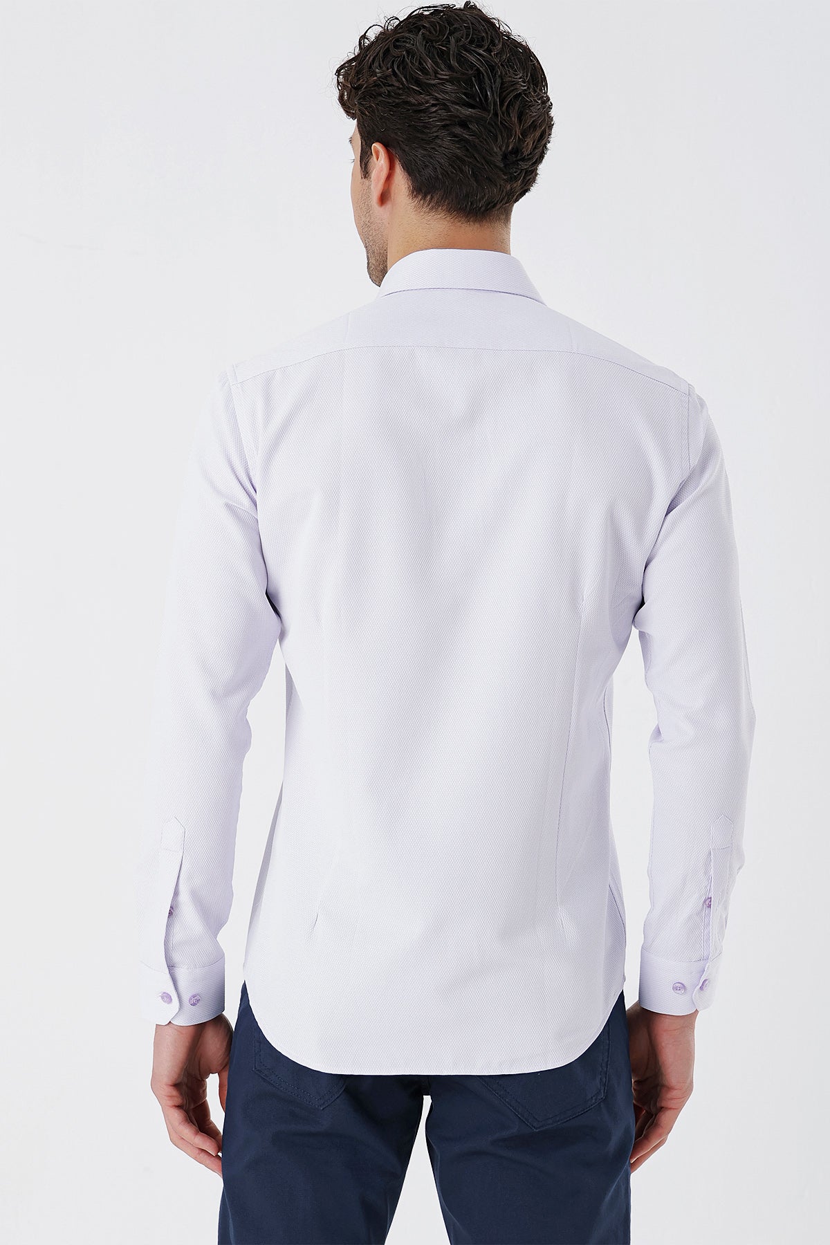 Slim-Fit Textured Classic Shirt - Lavender