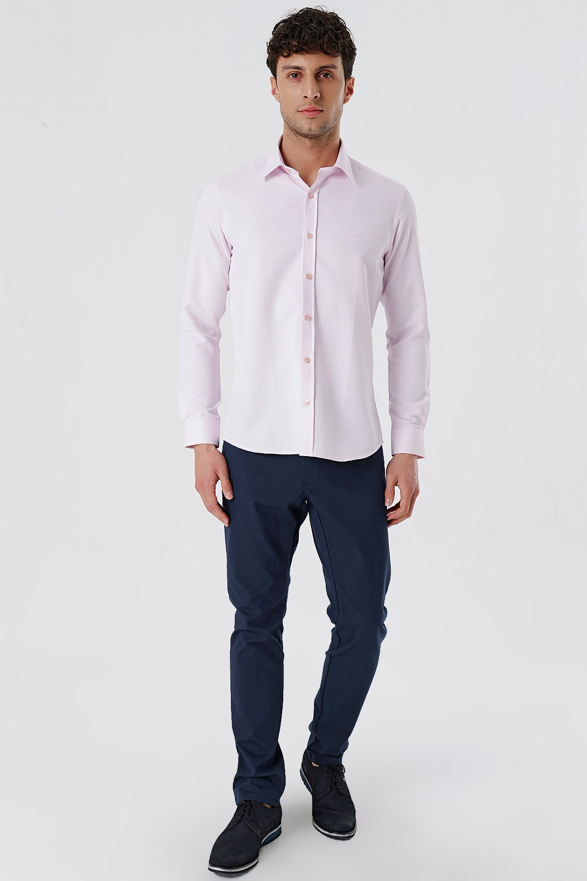 Slim-Fit Textured Classic Shirt - Rose