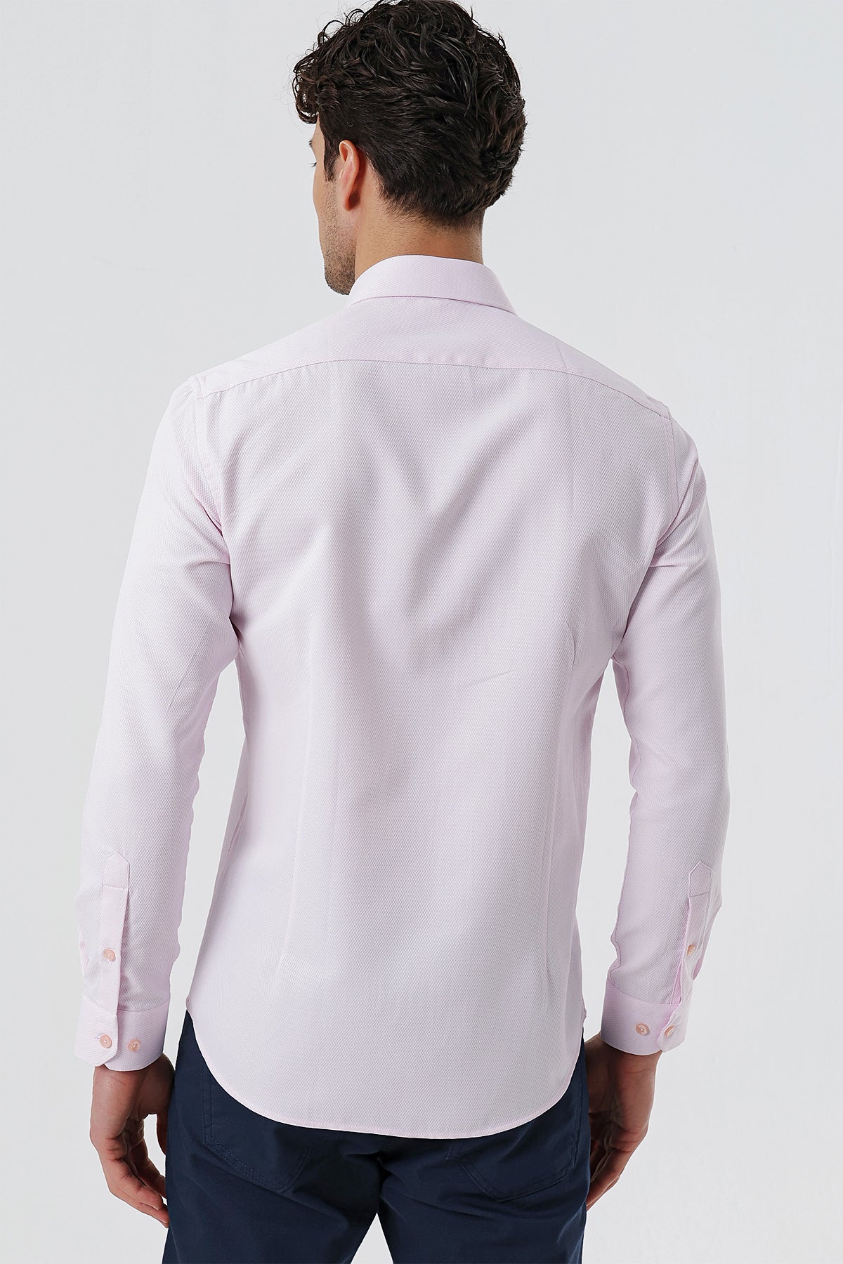 Slim-Fit Textured Classic Shirt - Rose