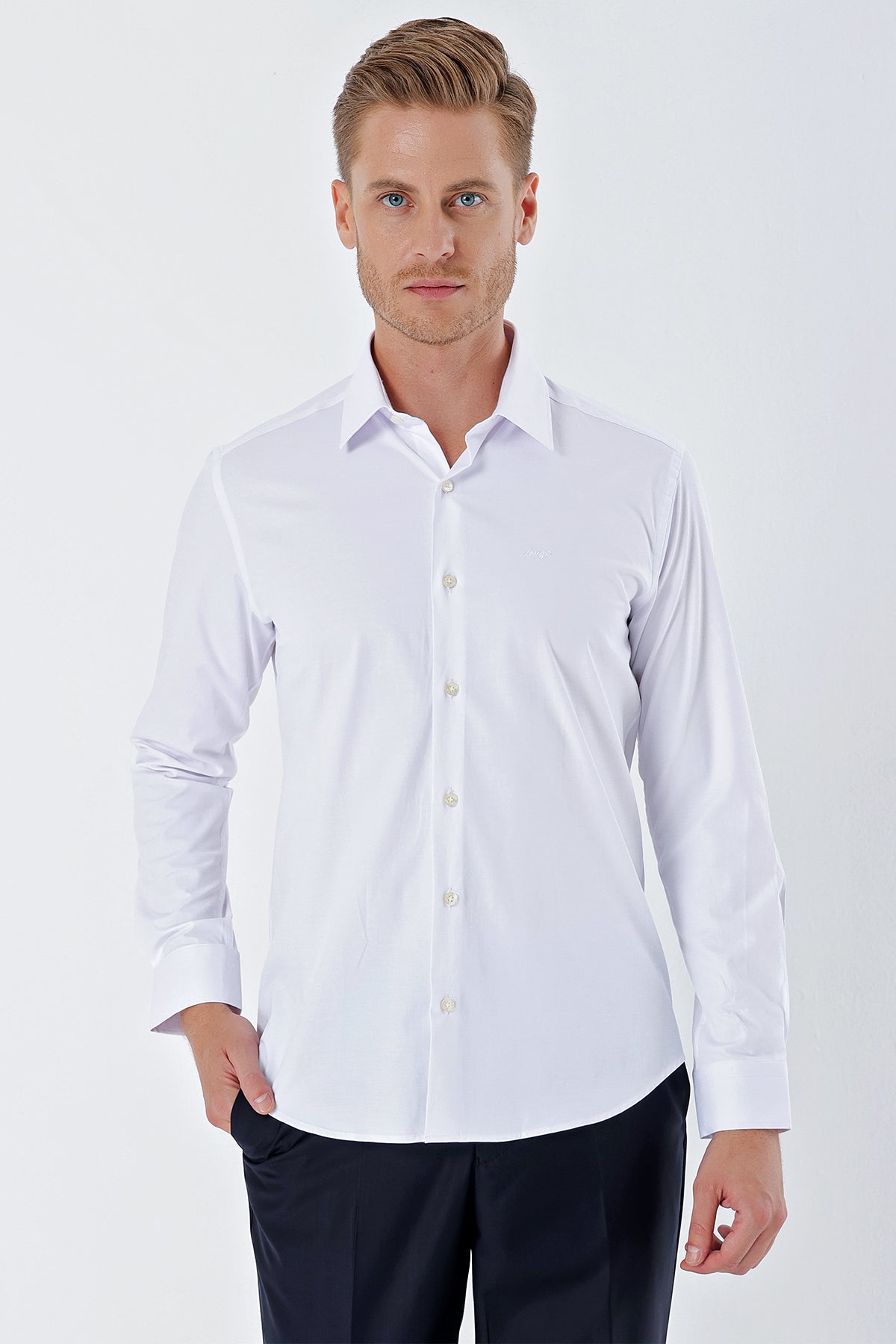 Slim-Fit Basic Shirt - White