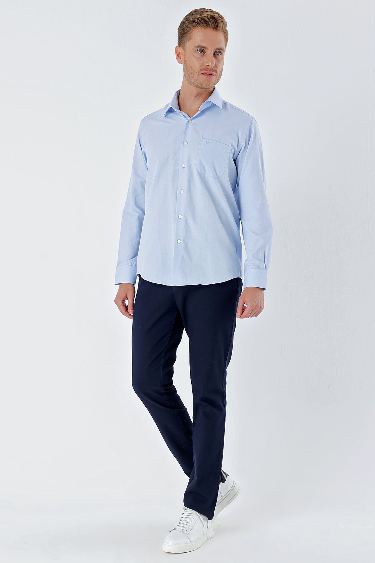 Comfort-Fit Textured Classic Shirt - Blue