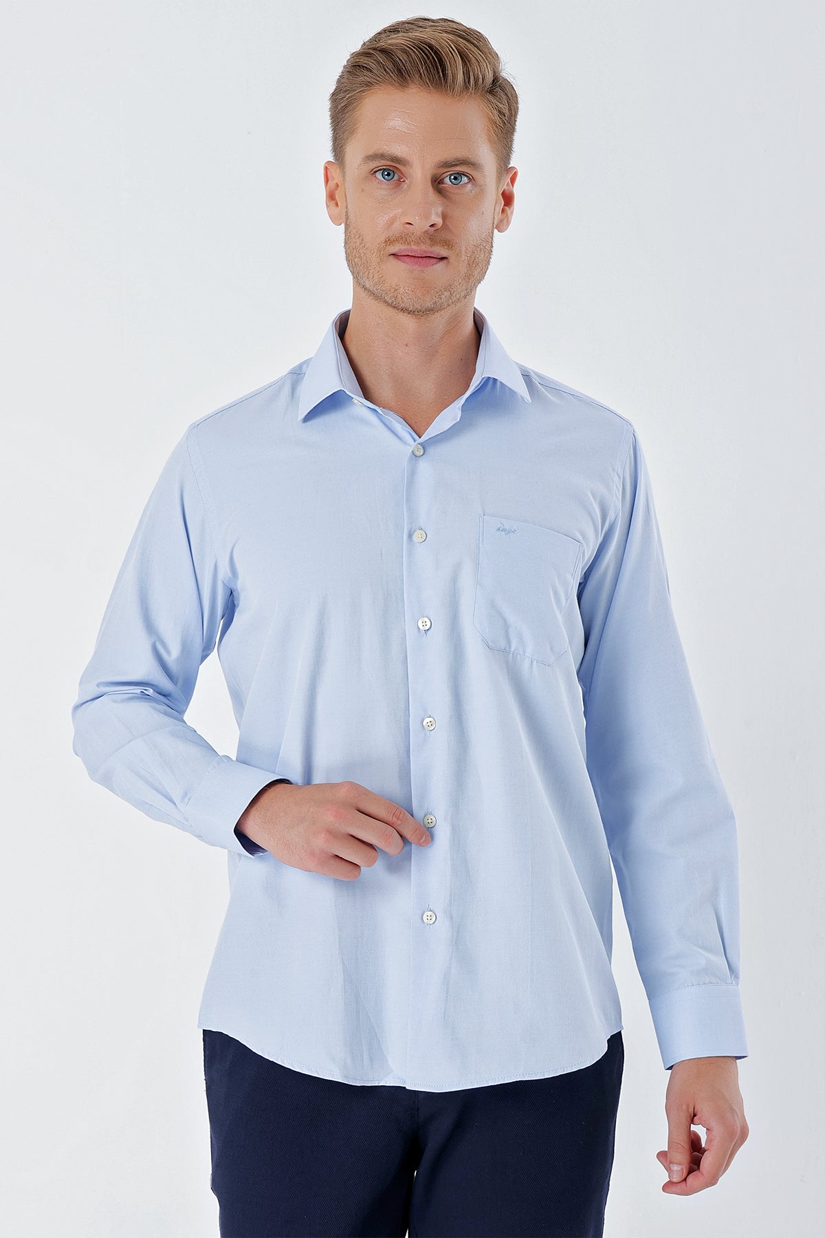 Comfort-Fit Textured Classic Shirt - Blue