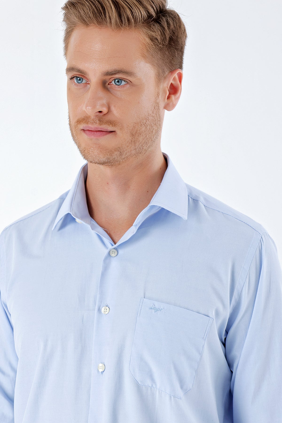 Comfort-Fit Textured Classic Shirt - Blue